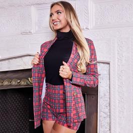 I Saw It First Military Button High Waisted Tartan Shorts