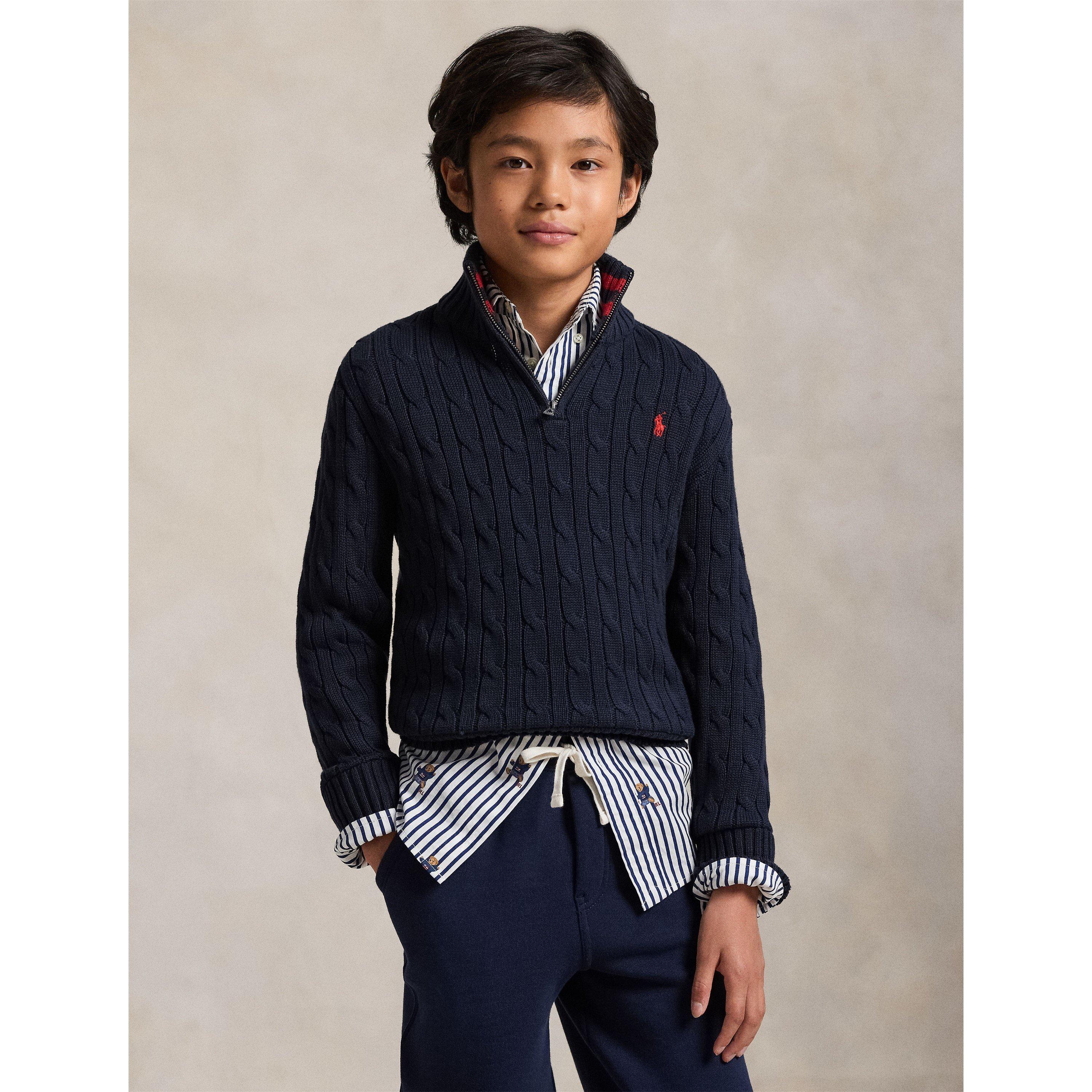 RL Navy - Polo Ralph Lauren - Kids' Quarter Zip Knitted Top - 3