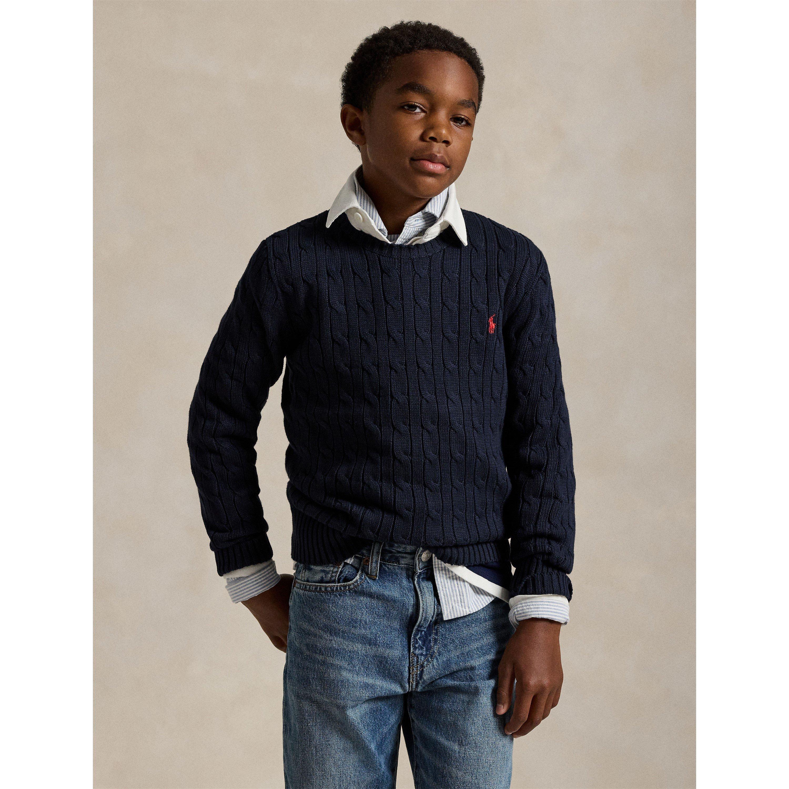 RL Navy - Polo Ralph Lauren - Kids' Cable Knit Jumper - 3