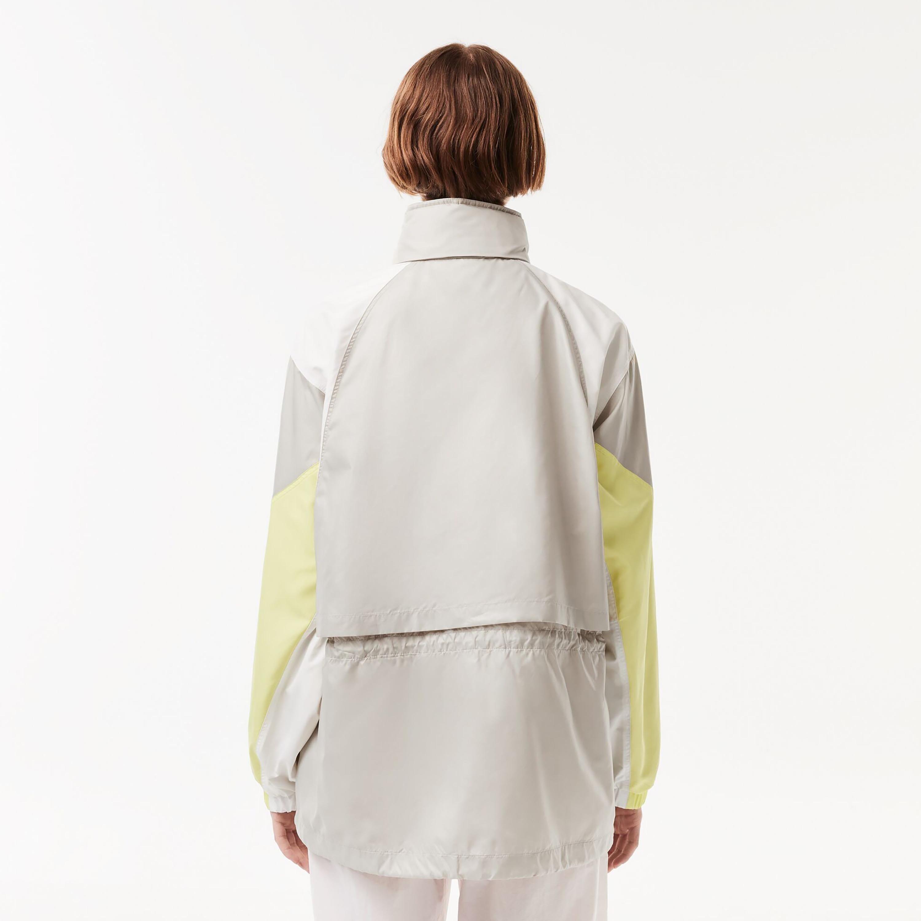 Grey - Lacoste - Oversized Hooded Colourblock Jacket - 2