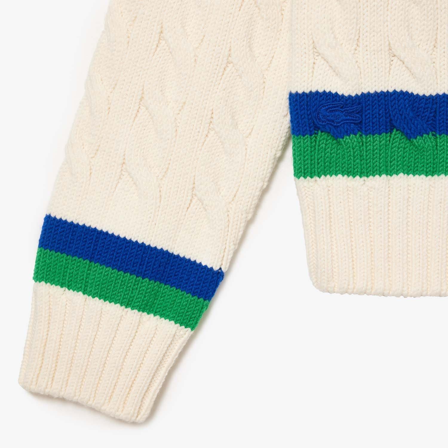 Multi Colour - Lacoste - Cable Knit Striped Cardigan - 3