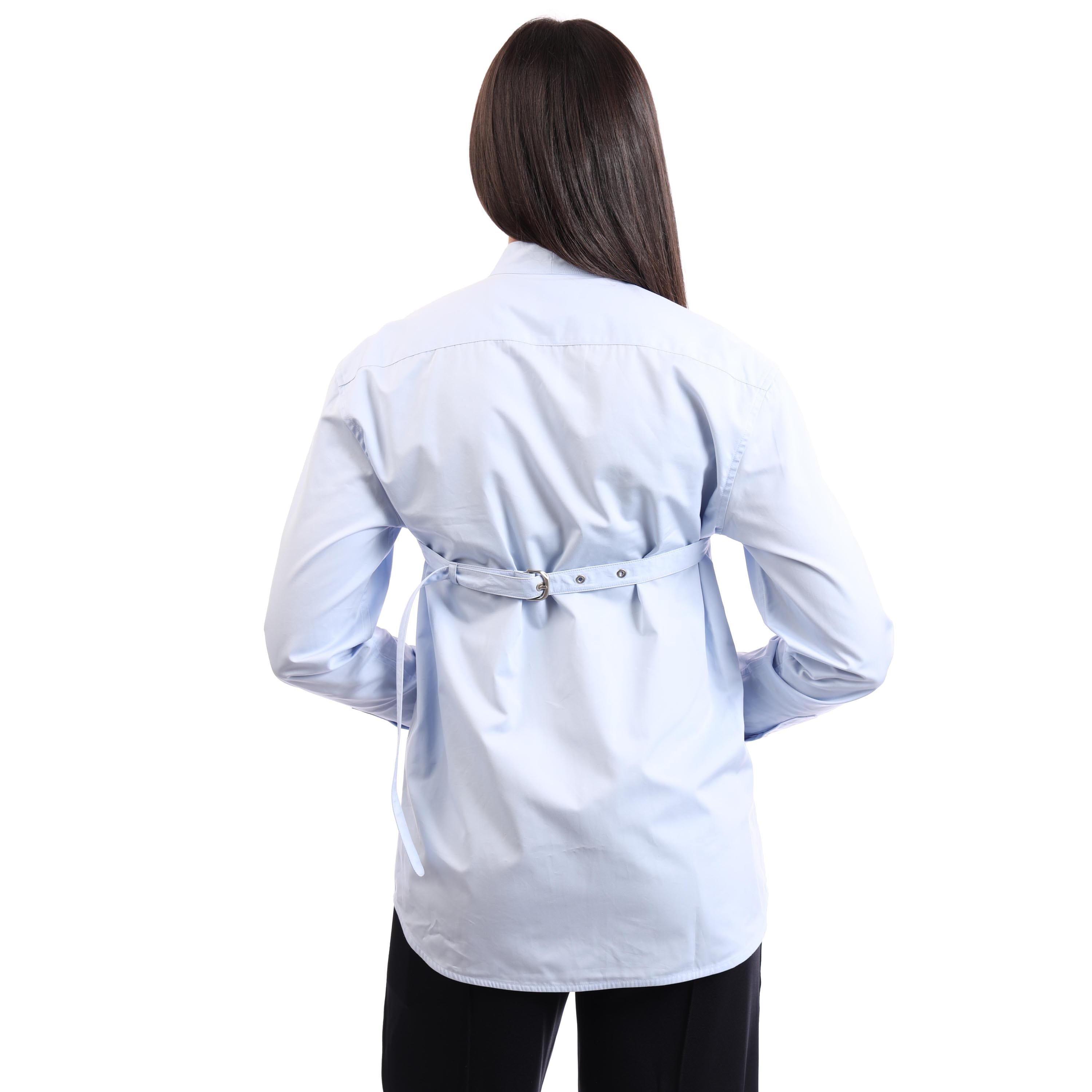 Light Blue - Off White - Poplin Cross Belt Shirt - 2