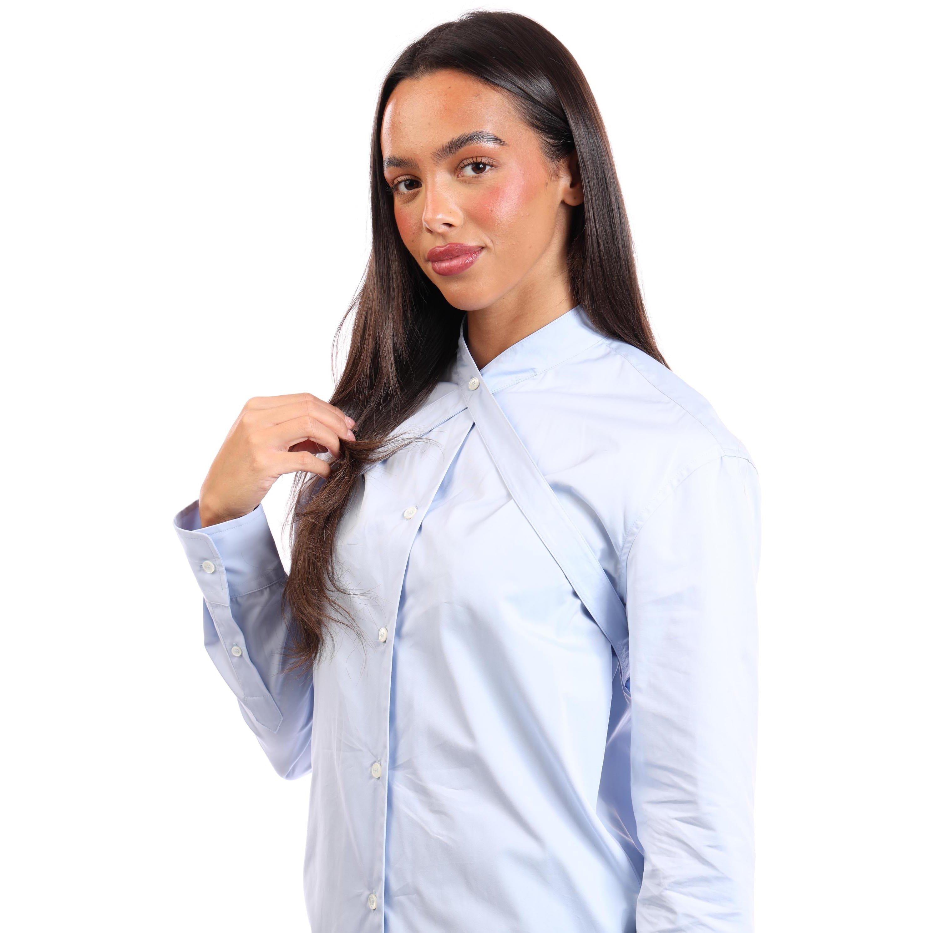 Light Blue - Off White - Poplin Cross Belt Shirt - 3