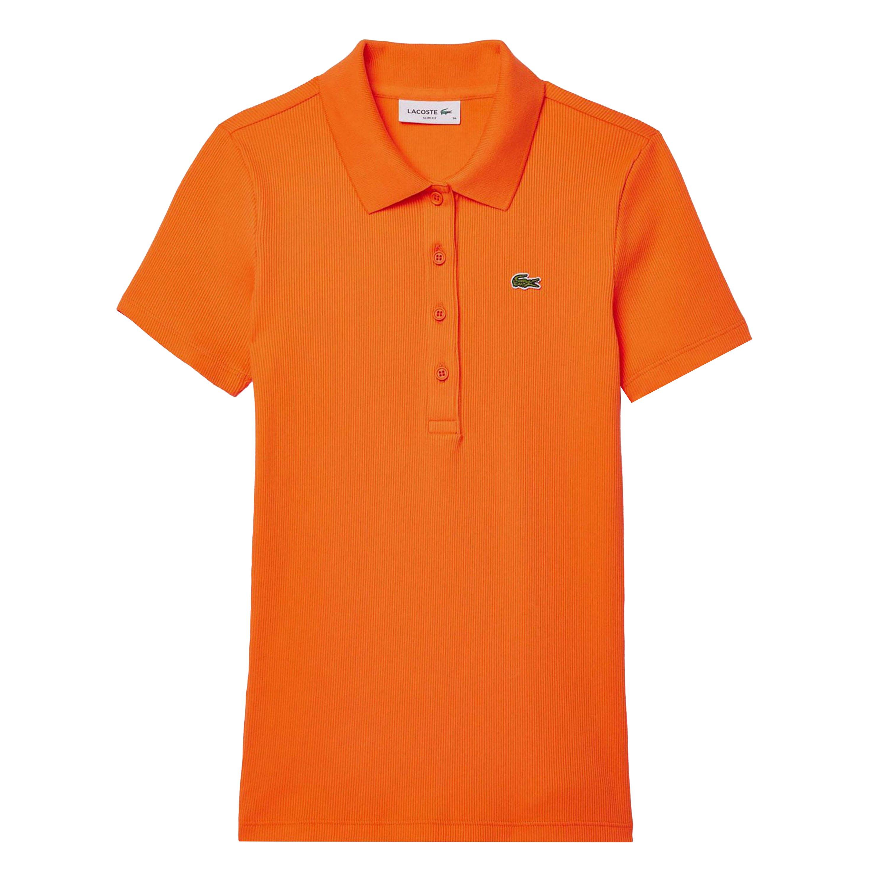 Orange - Lacoste - Slim-Fit L.12.D Ribbed Cotton Polo Shirt - 1