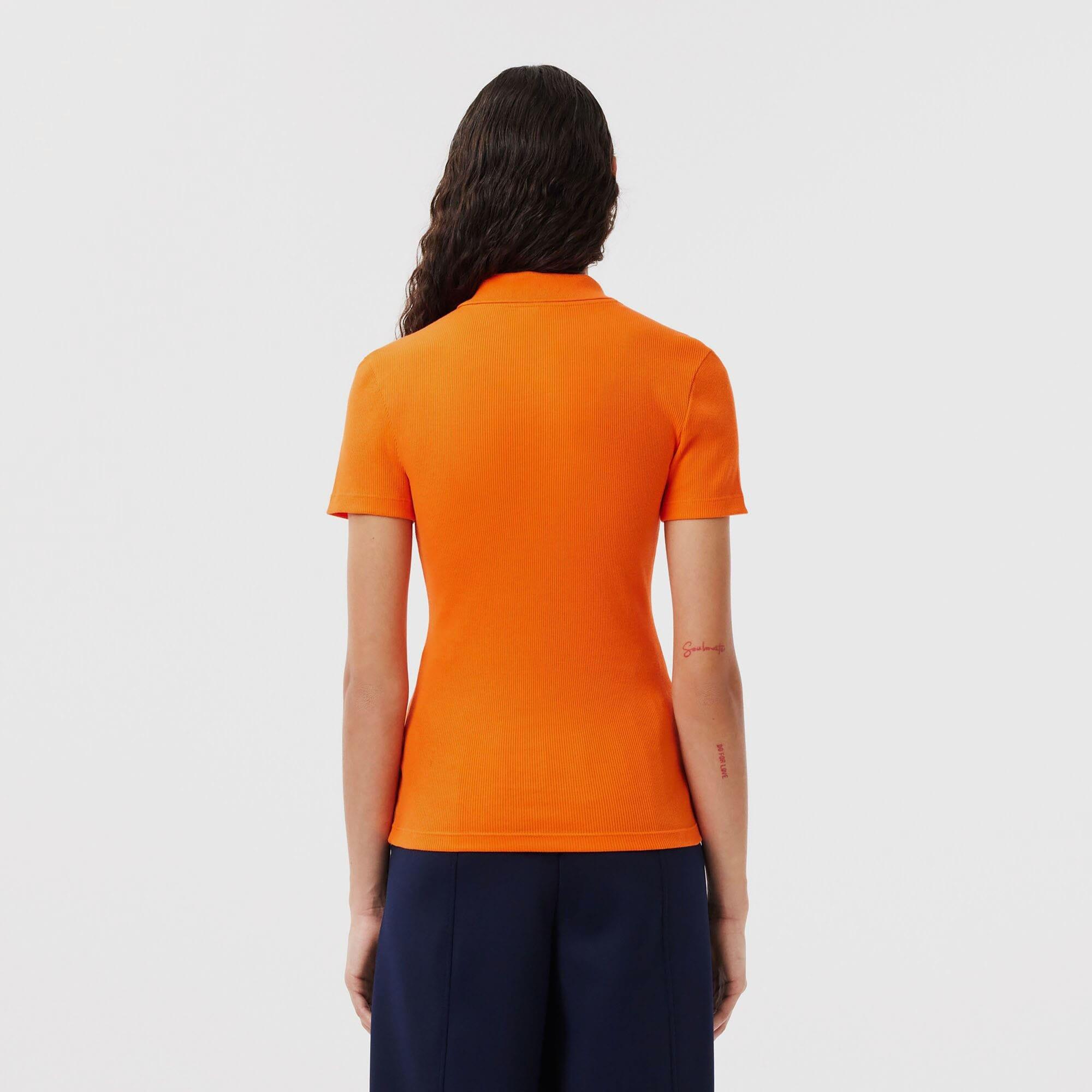 Orange - Lacoste - Slim-Fit L.12.D Ribbed Cotton Polo Shirt - 3