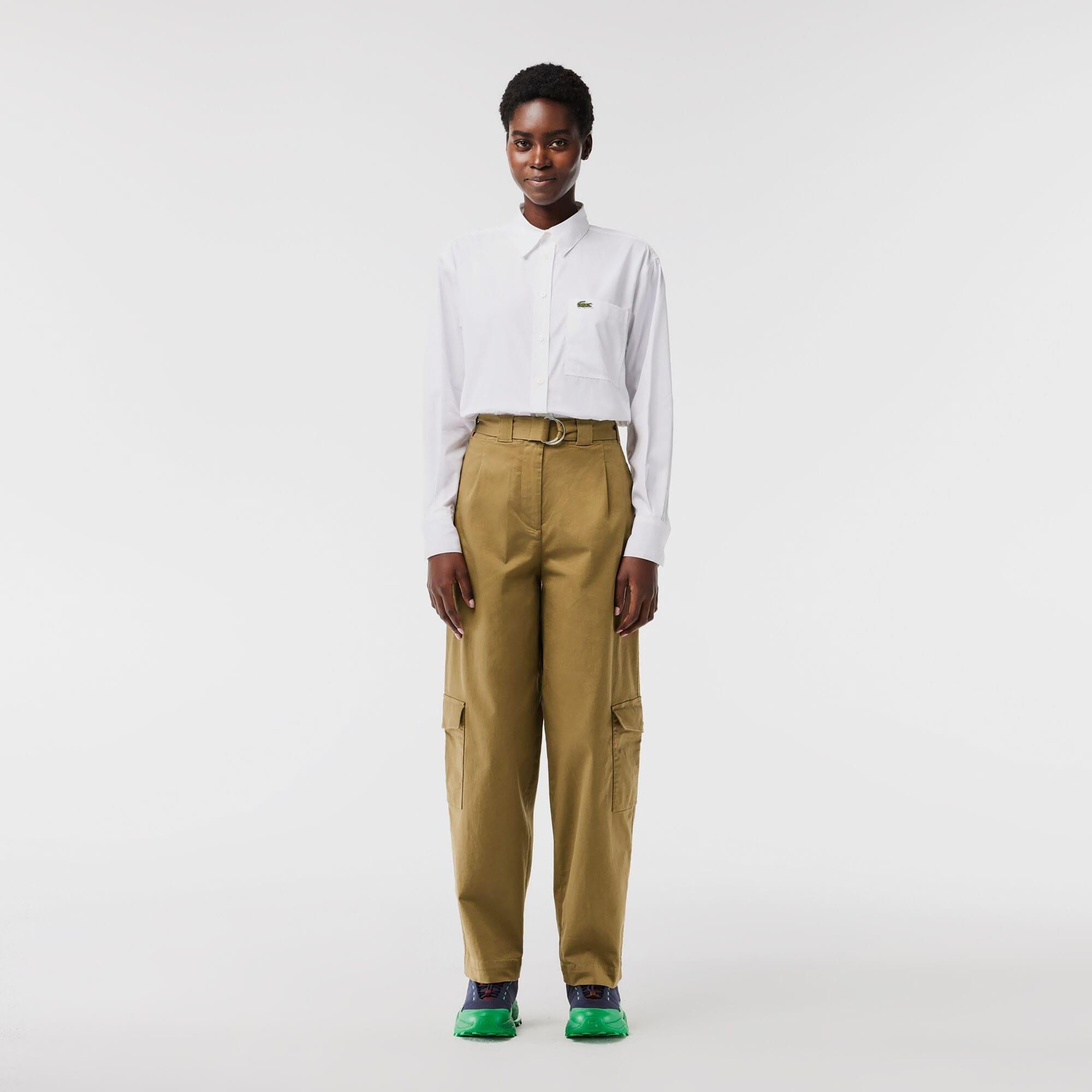 Brown - Lacoste - Cotton Gabardine Cargo Pants - 4