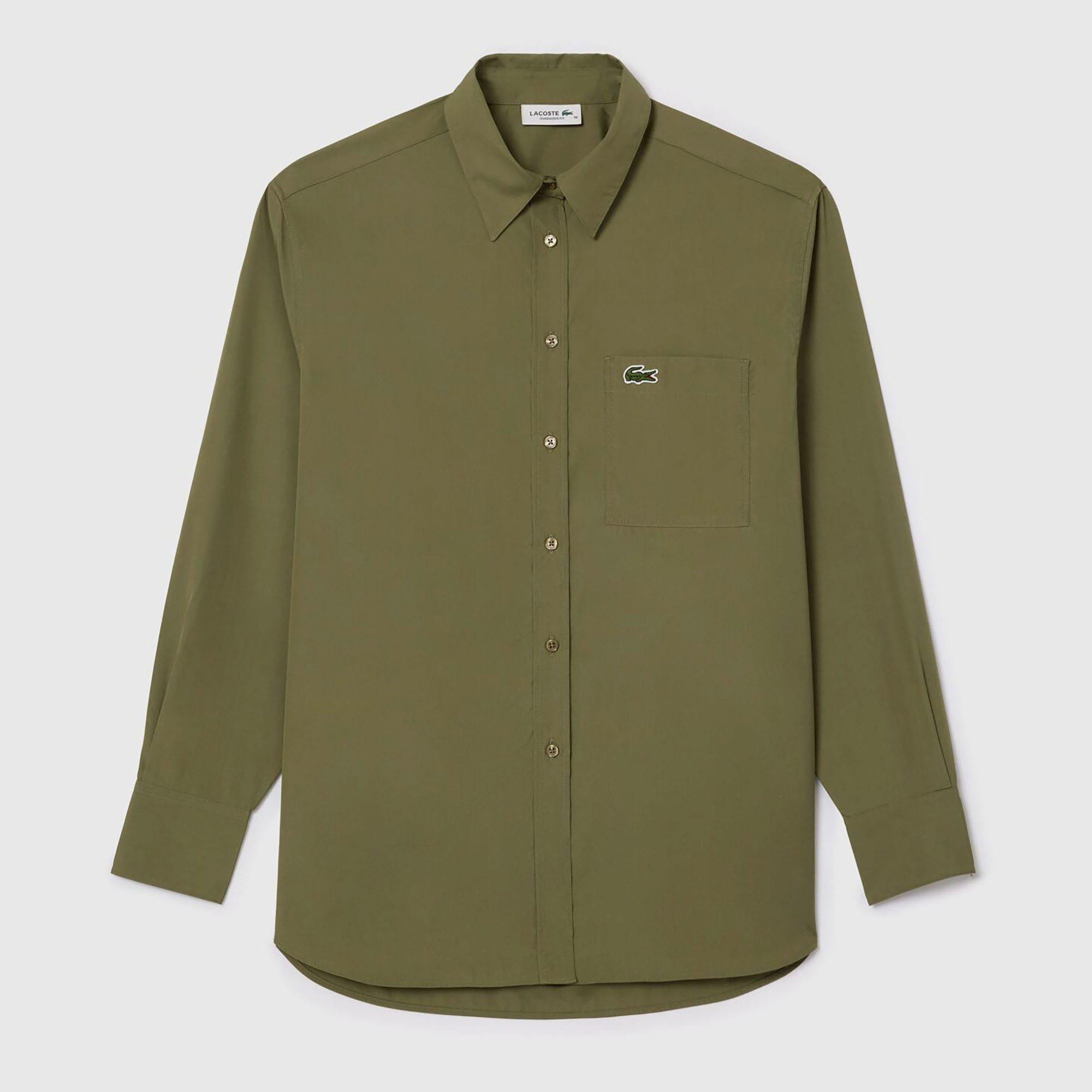 Khaki - Lacoste - Oversized Poplin Shirt - 1