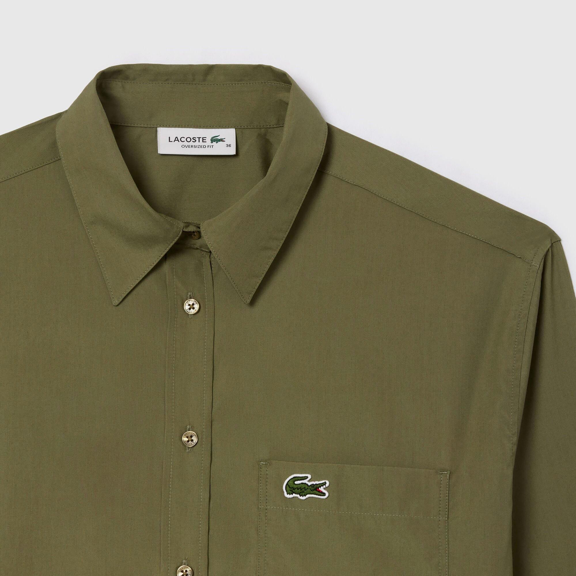 Khaki - Lacoste - Oversized Poplin Shirt - 2