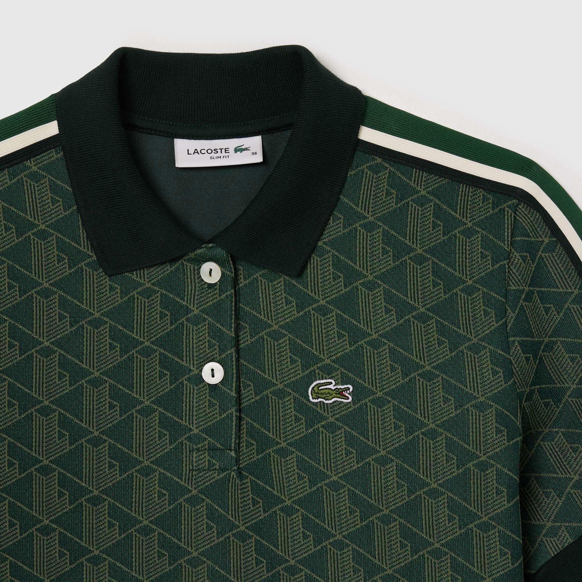 Green - Lacoste - Slim-Fit Monogram Jacquard Polo Shirt - 2