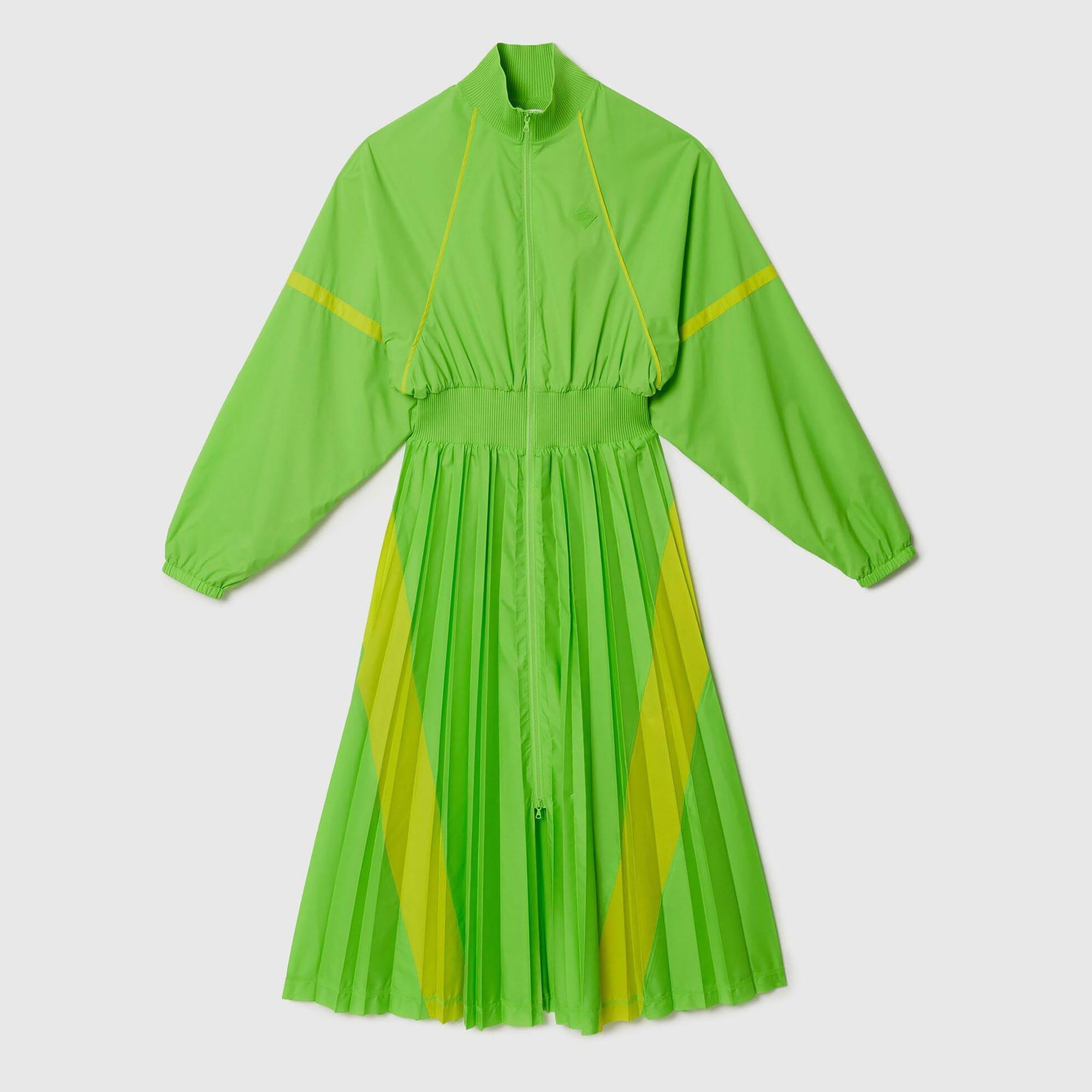 Green - Lacoste - Pleated Colour-Block Sweatshirt Dress - 1