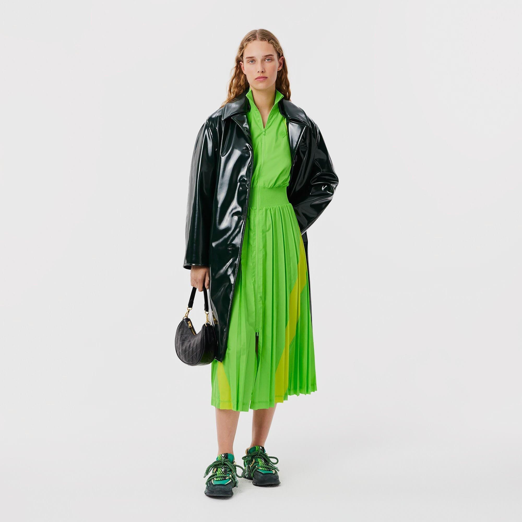 Green - Lacoste - Pleated Colour-Block Sweatshirt Dress - 2