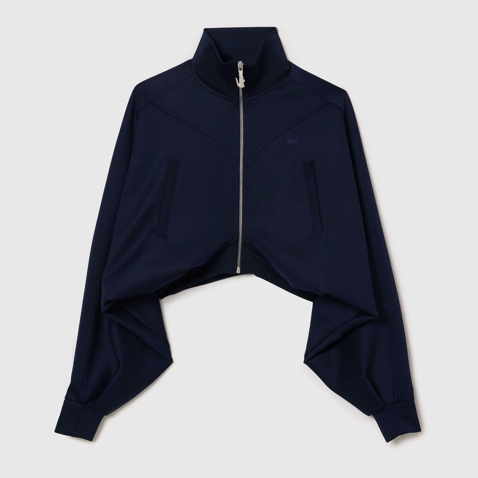 Navy - Lacoste - Cropped Full-Zip Sweatshirt - 1