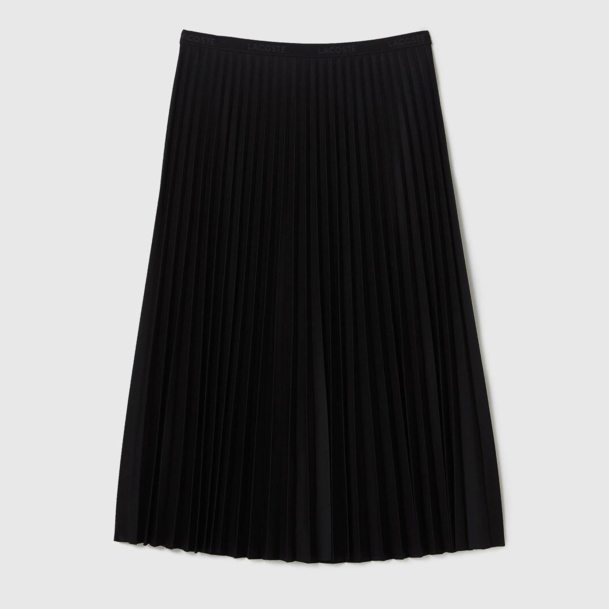 Black - Lacoste - Elasticated Waist Flowing Pleated Skirt - 1