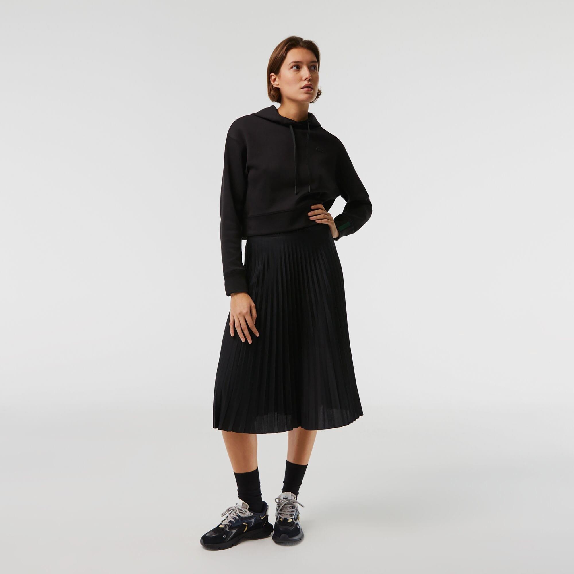 Black - Lacoste - Elasticated Waist Flowing Pleated Skirt - 3