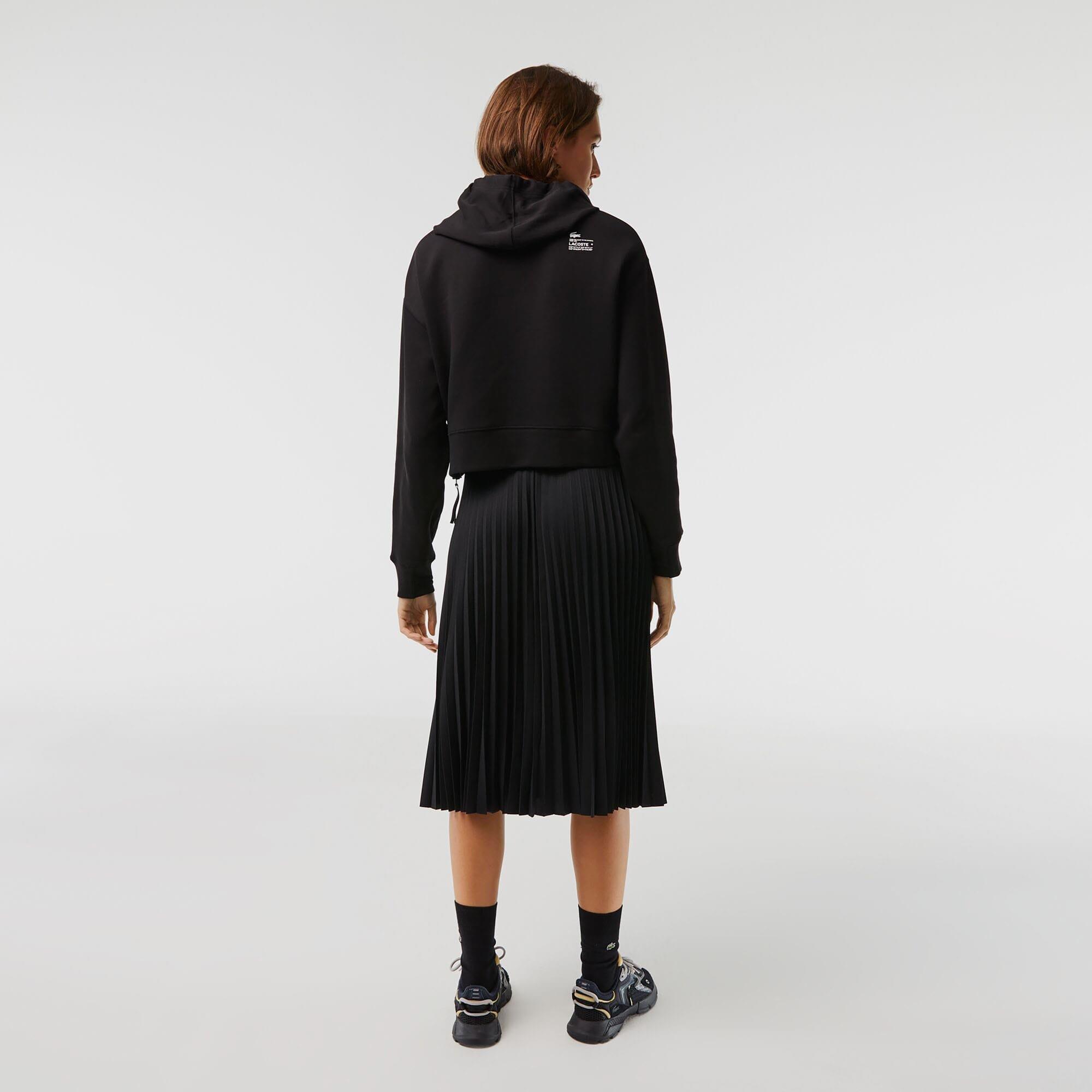 Black - Lacoste - Elasticated Waist Flowing Pleated Skirt - 4