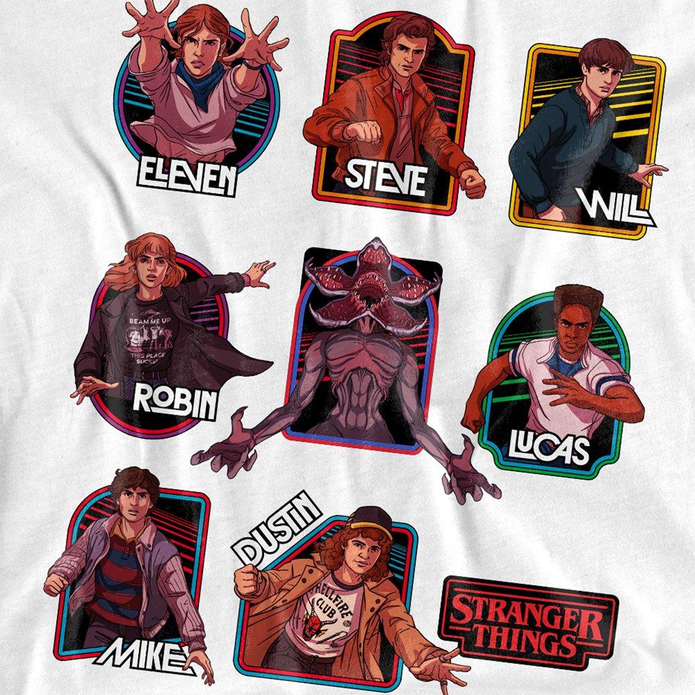 White - Stranger Things - Stranger Things Character Badges Kids T-Shirt Whi - 2