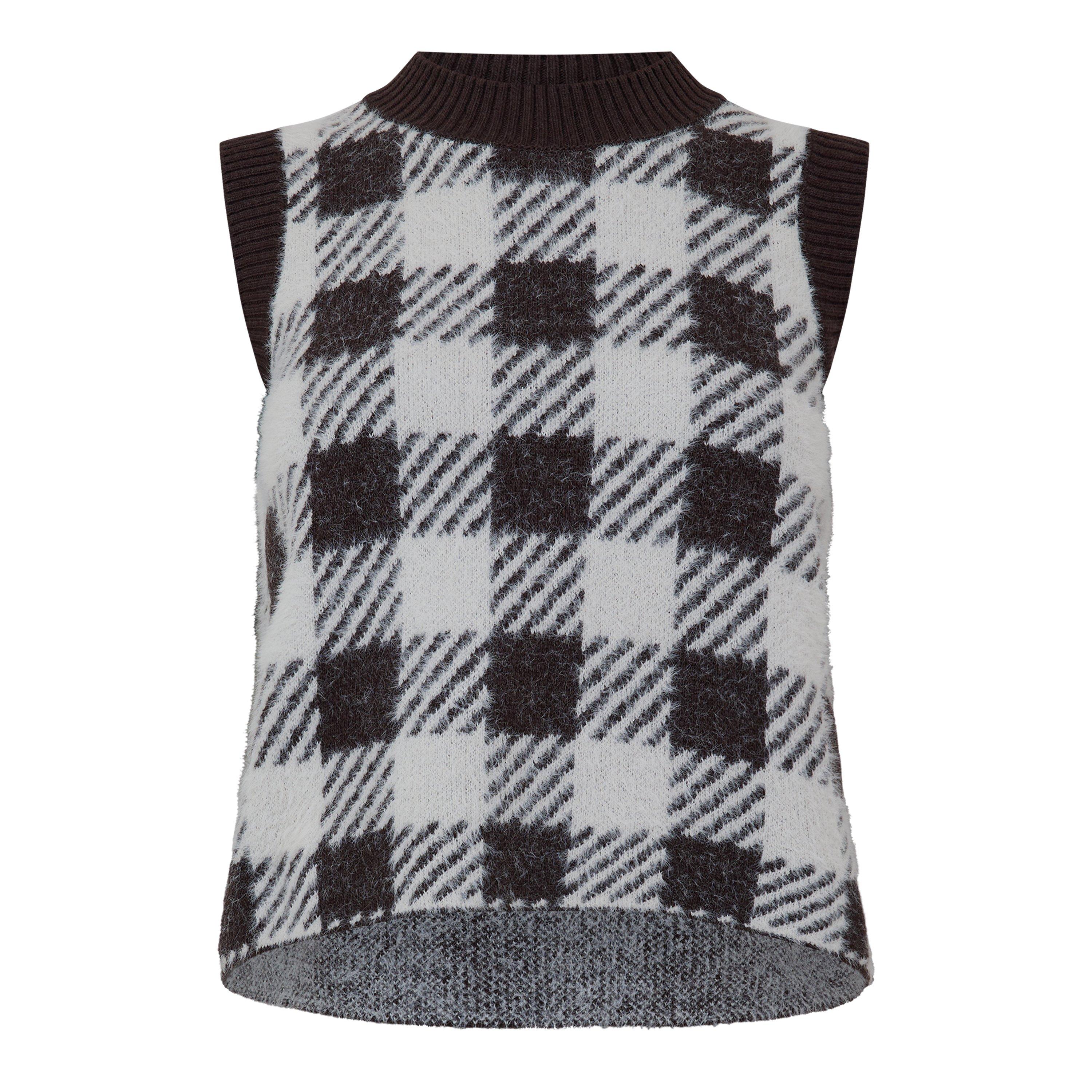 Barbour International Women's Amaya Wool Check Knitted Vest - Truffle - 10 (S)