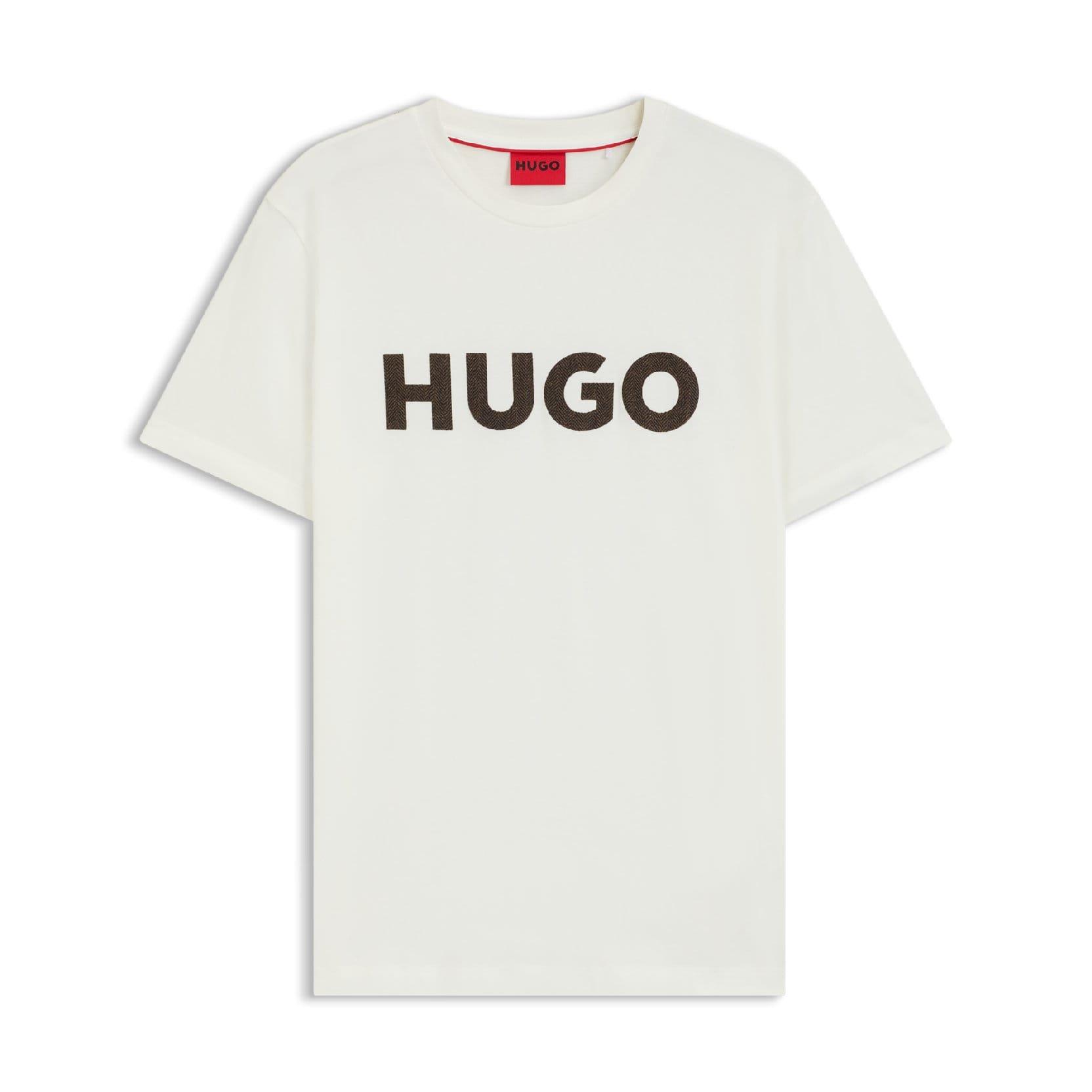 Natural - Hugo - Dulivio Herringbone Logo T-Shirt - 1