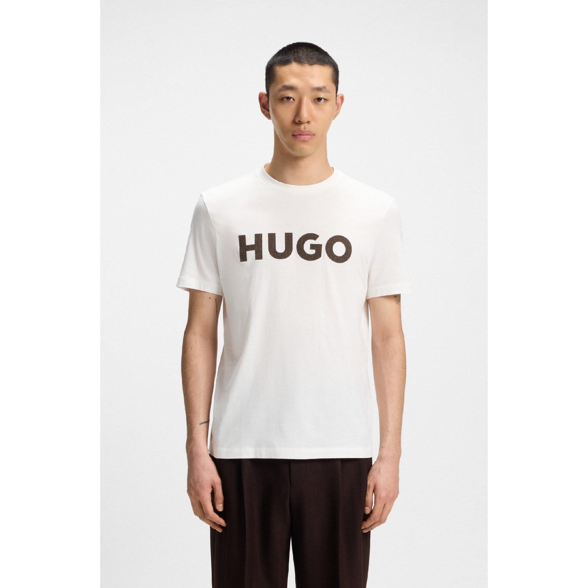 Natural - Hugo - Dulivio Herringbone Logo T-Shirt - 2
