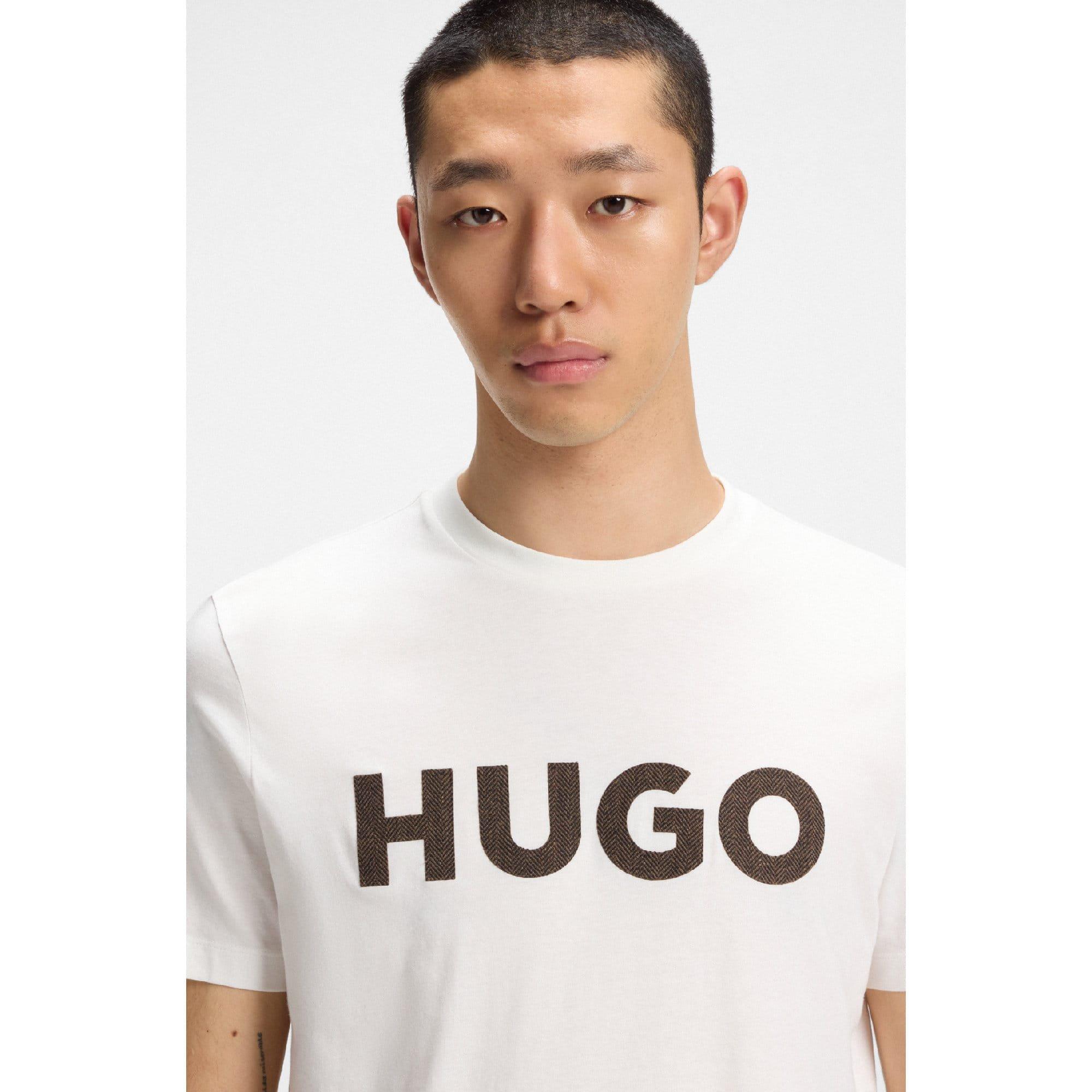 Natural - Hugo - Dulivio Herringbone Logo T-Shirt - 5