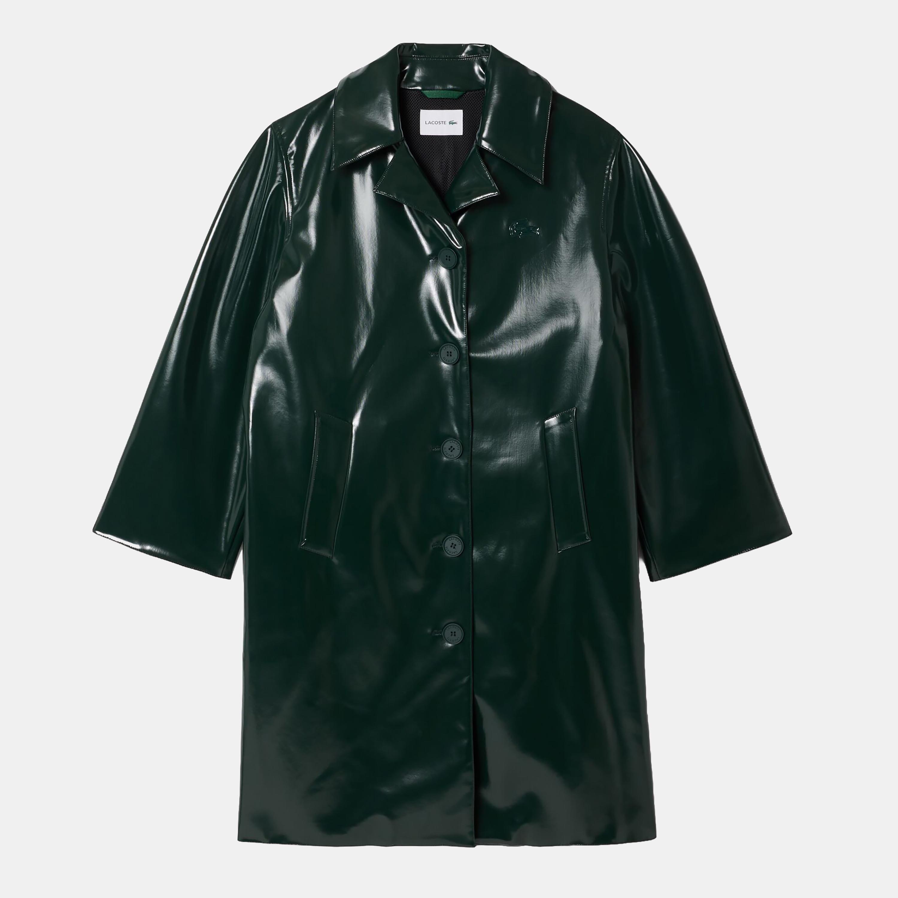 Green - Lacoste - Tailored Collar Vinyl Trench Coat - 1