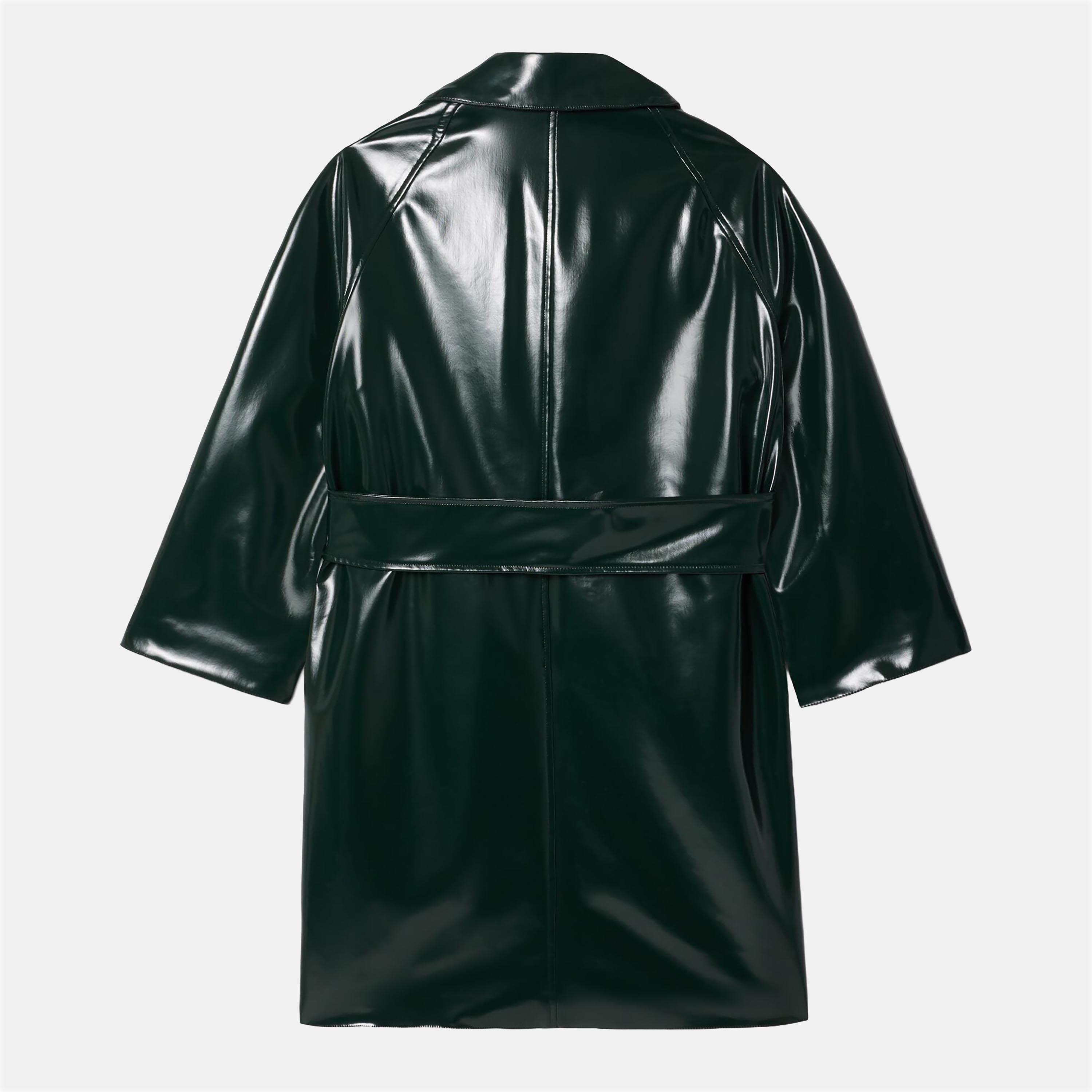 Green - Lacoste - Tailored Collar Vinyl Trench Coat - 2