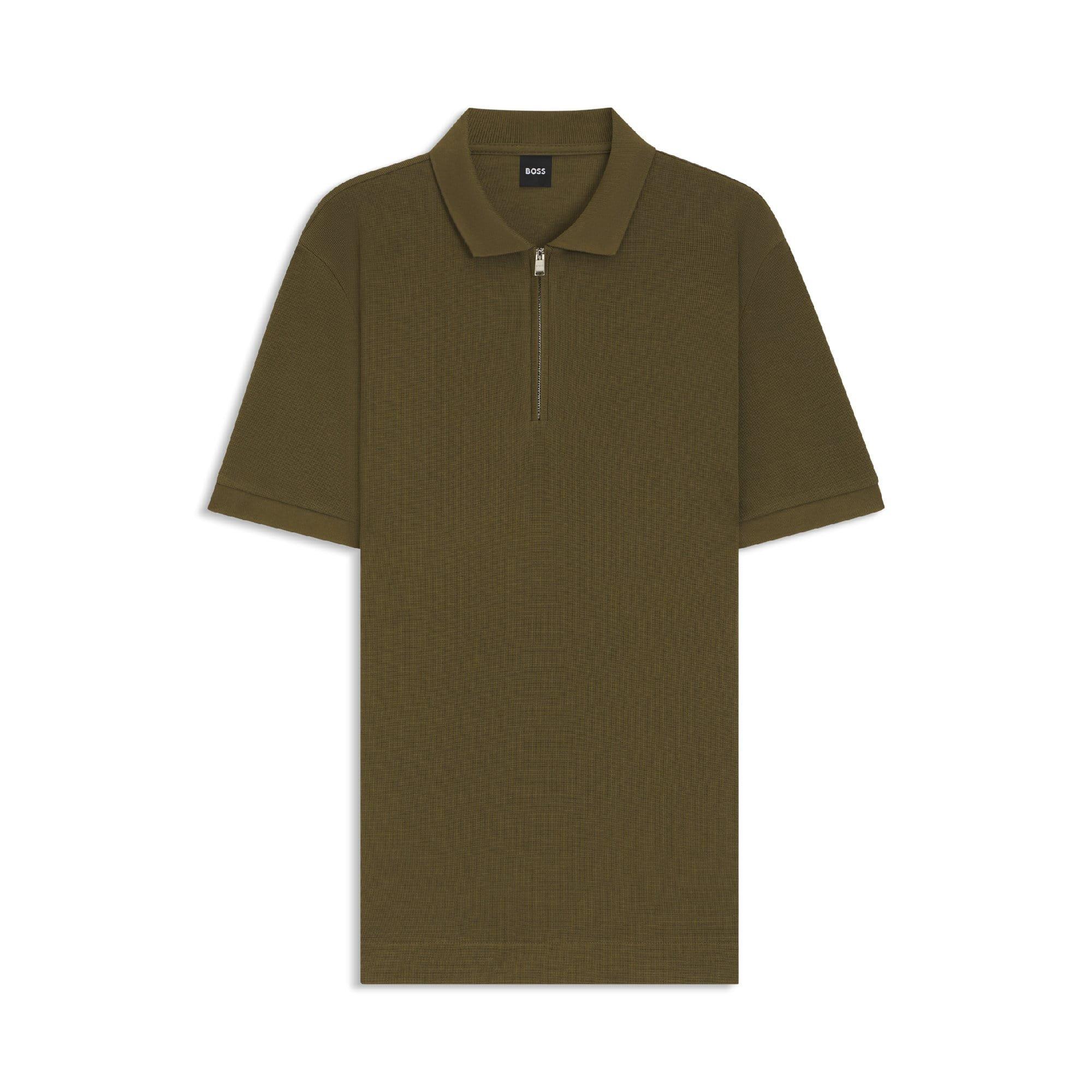 Green - Hugo - H-Paras 120 Zip-Neck Polo Shirt - 1
