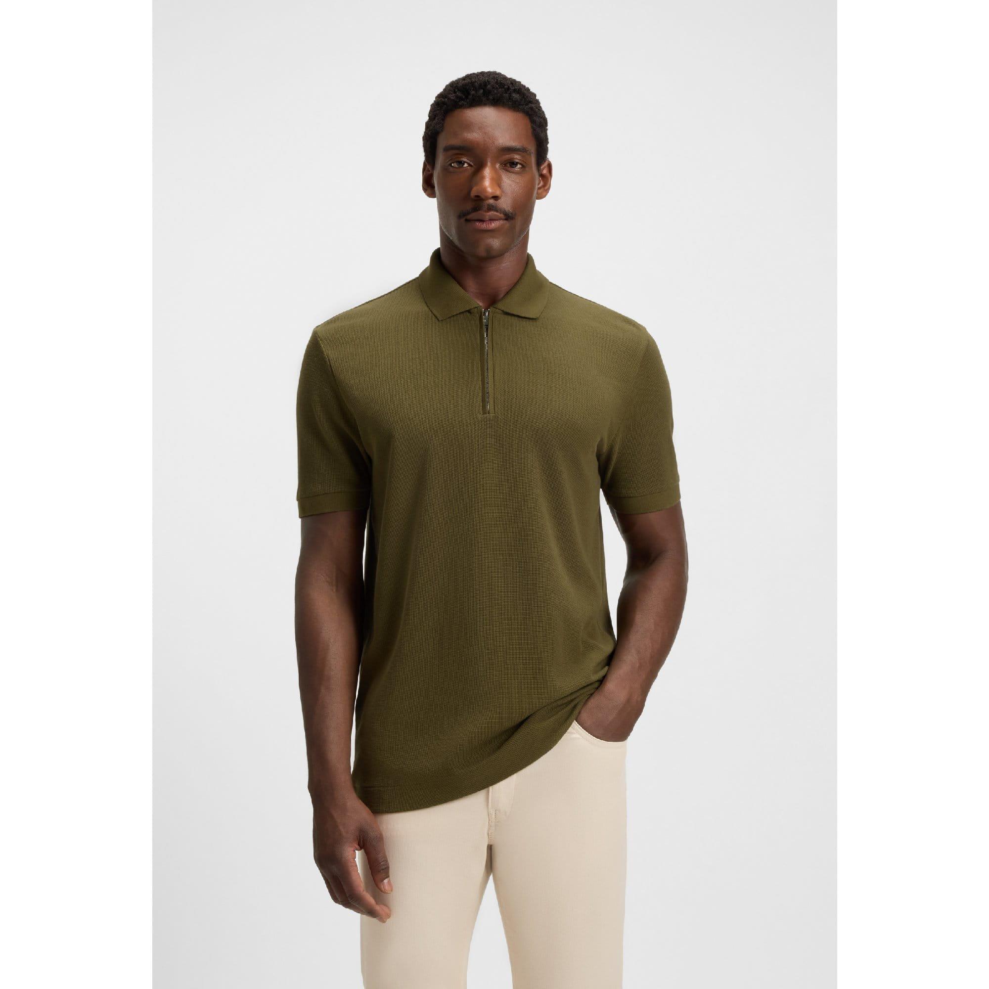 Green - Hugo - H-Paras 120 Zip-Neck Polo Shirt - 2
