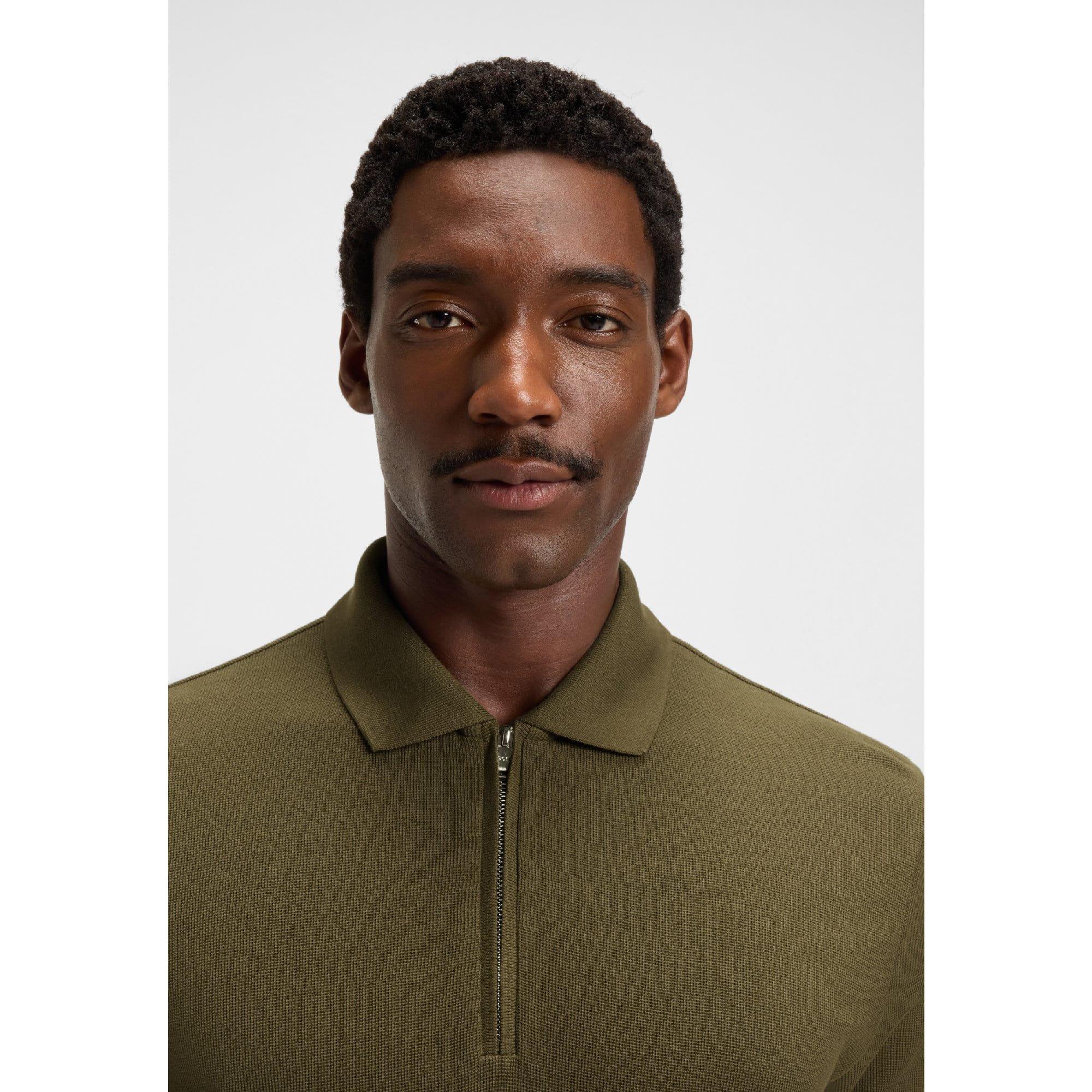 Green - Hugo - H-Paras 120 Zip-Neck Polo Shirt - 5