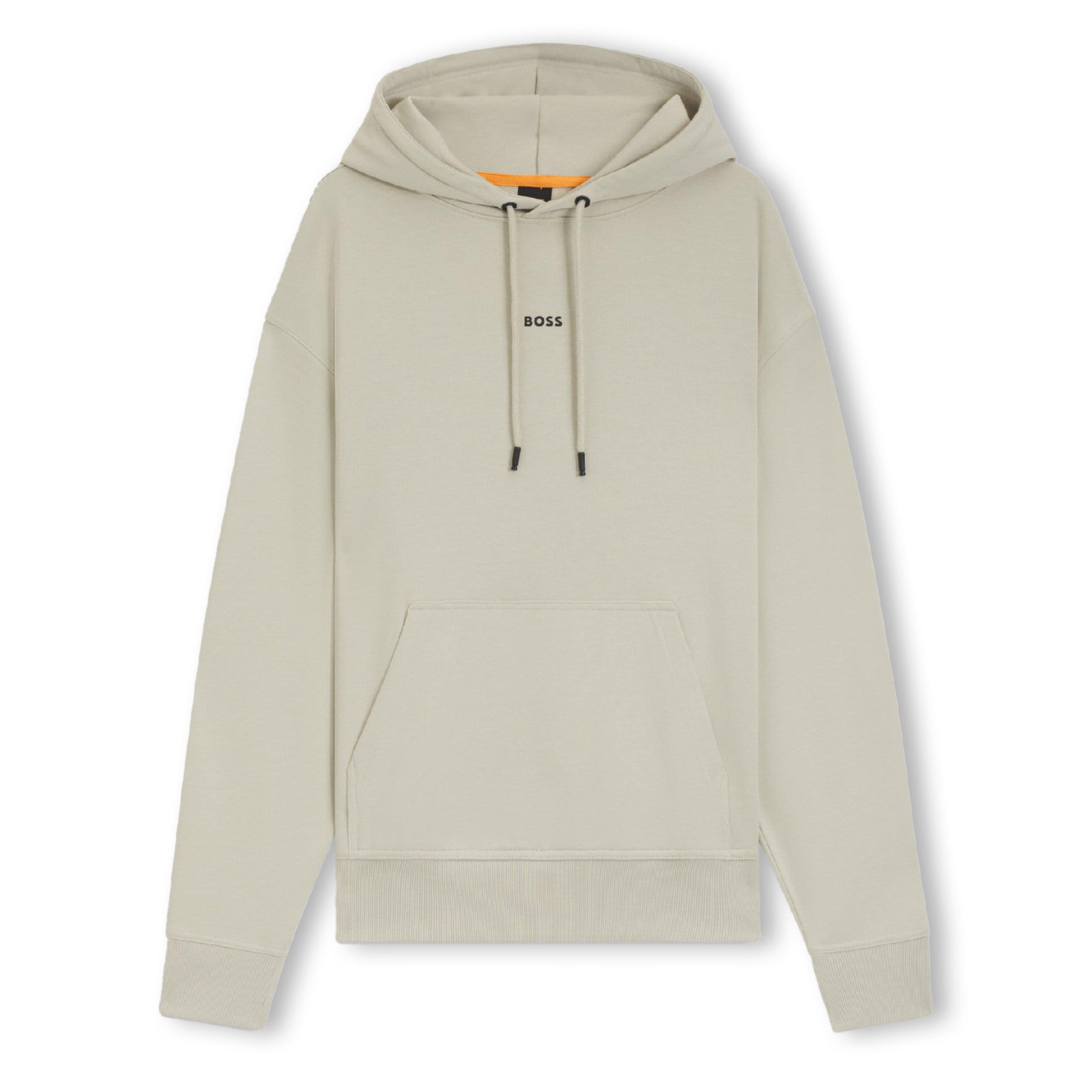 Beige - Boss - WeSmallHood Contrast Logo Hoodie - 1