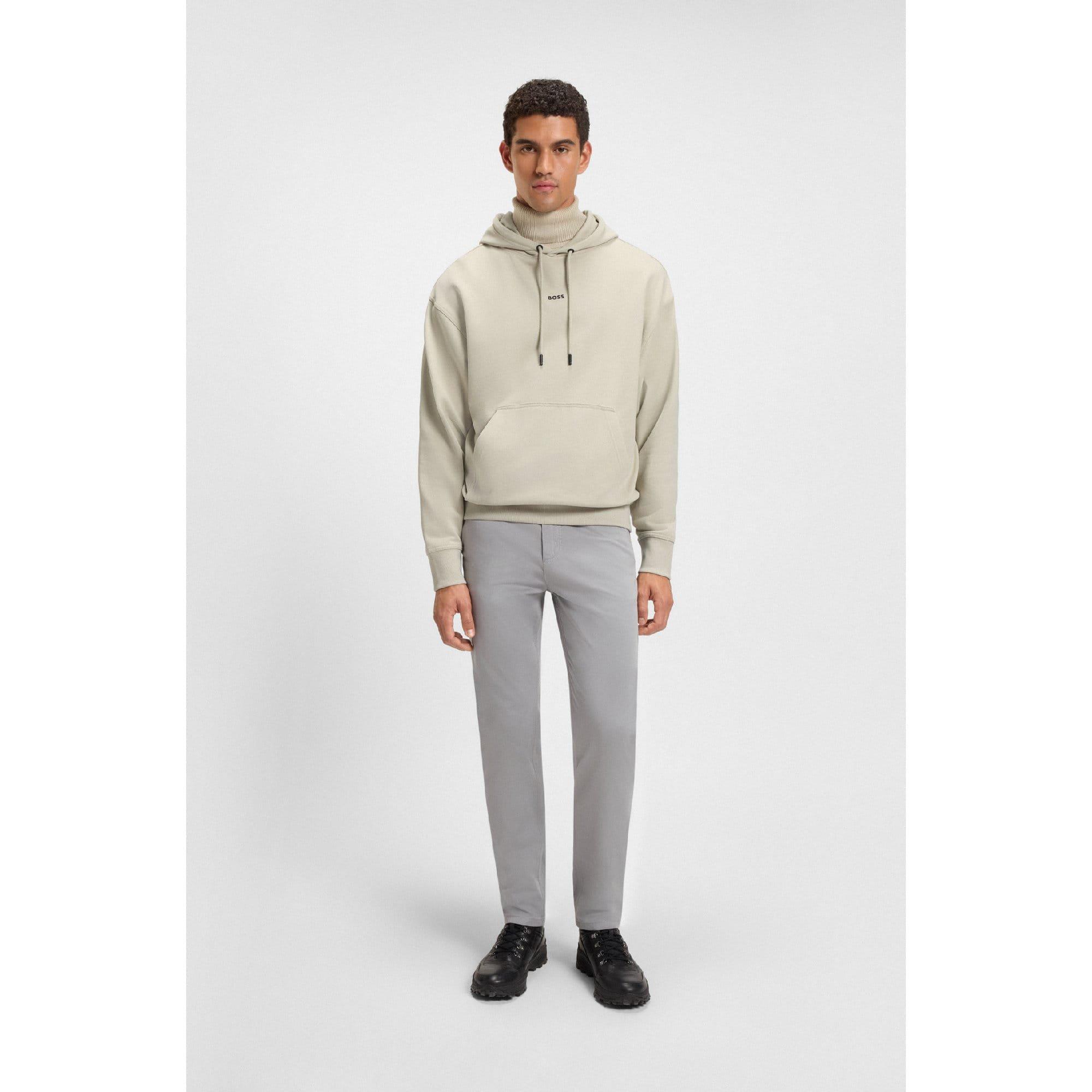 Beige - Boss - WeSmallHood Contrast Logo Hoodie - 4