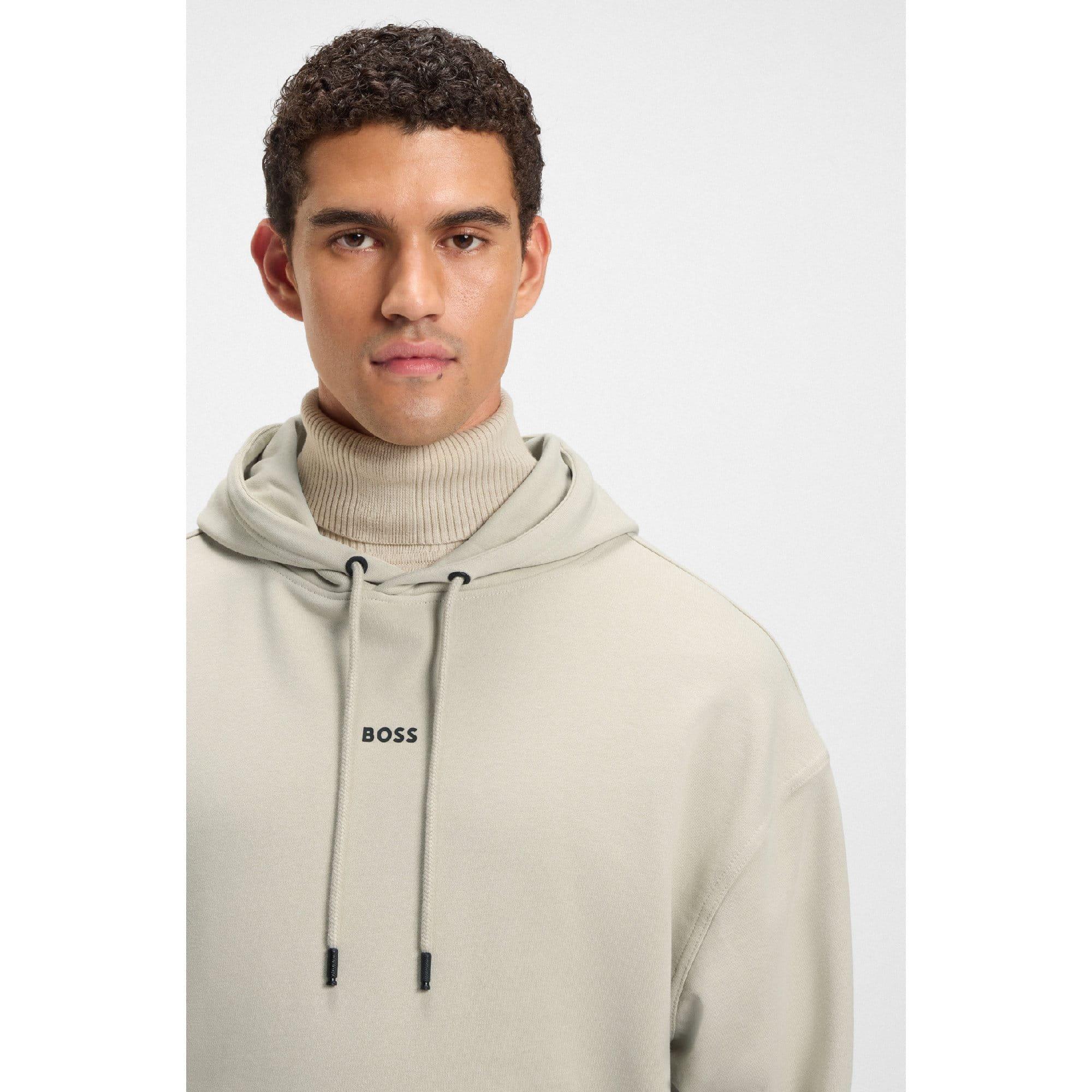 Beige - Boss - WeSmallHood Contrast Logo Hoodie - 5