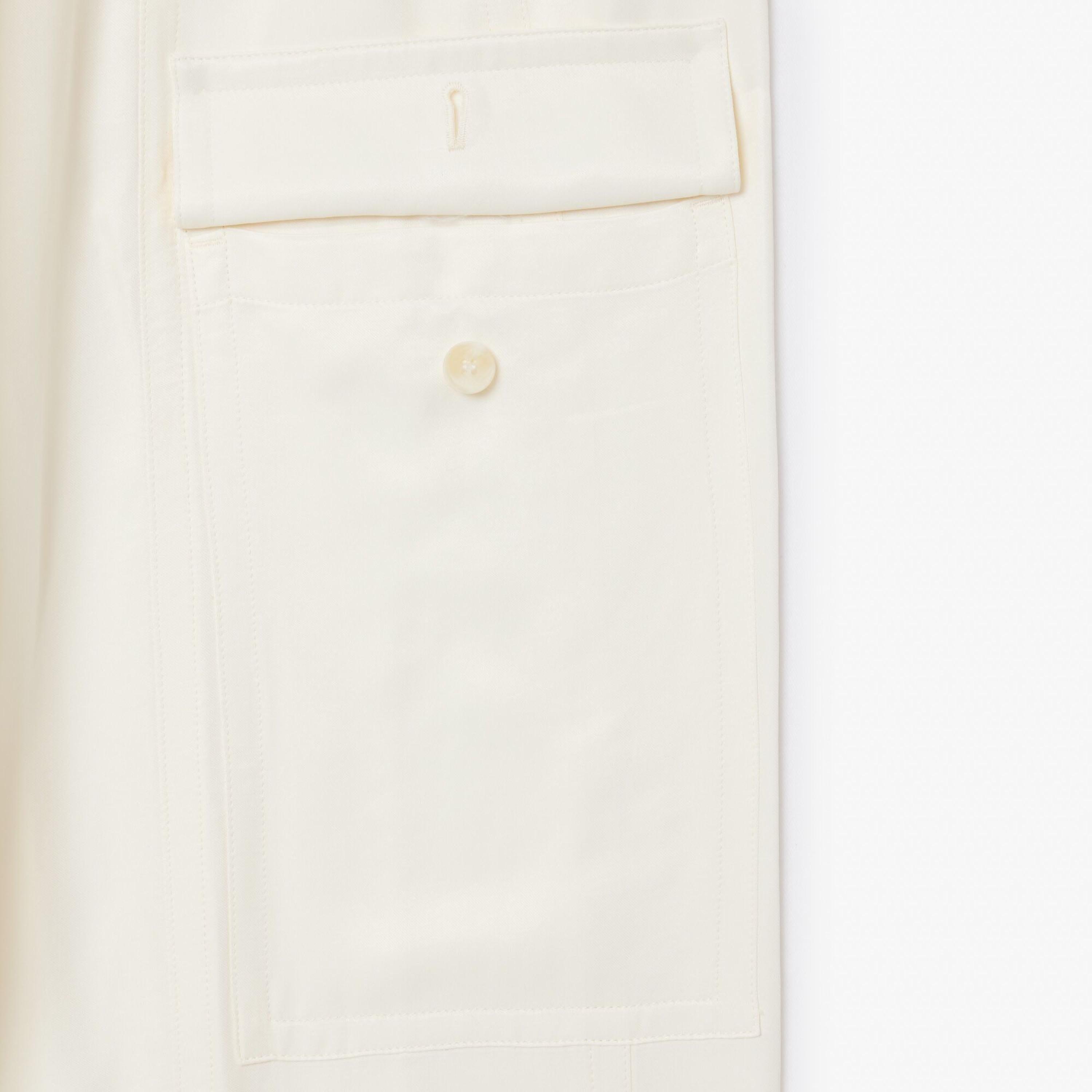 Cream - Lacoste - Oversized Satin Cargo Pants - 3