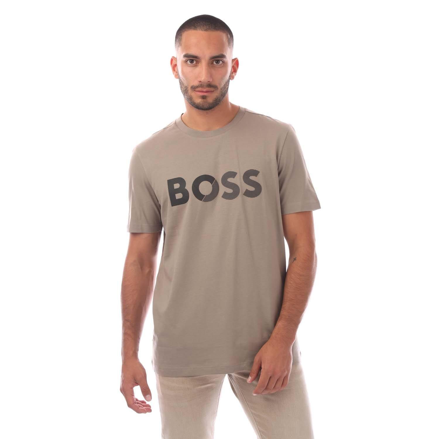 Boss Large Logo T-Shirt - Beige - Size 2XL