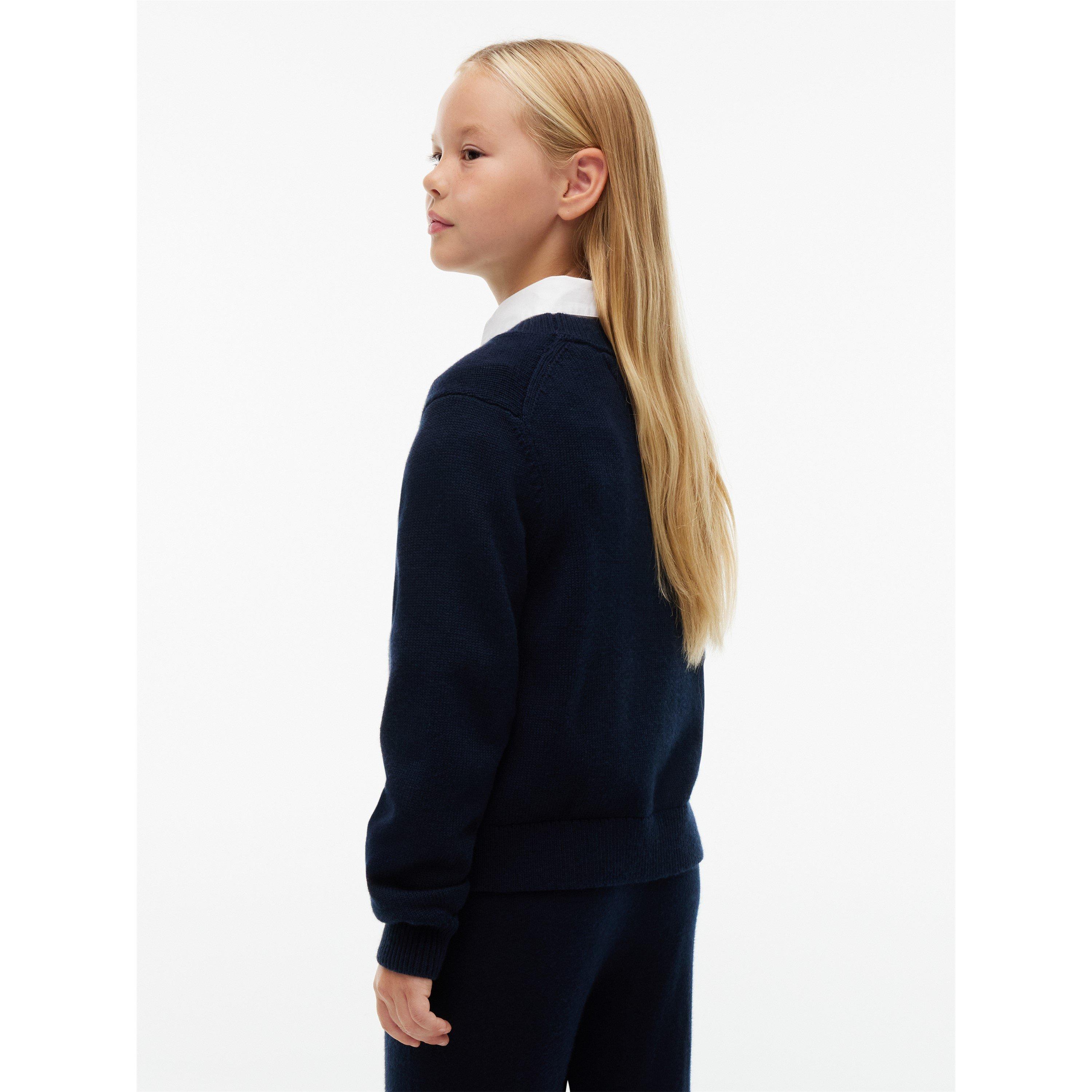 Dark Blue C1G - Tommy Hilfiger - Kids' Flag Cotton Long-Sleeve Crew-Neck Jumper - 5