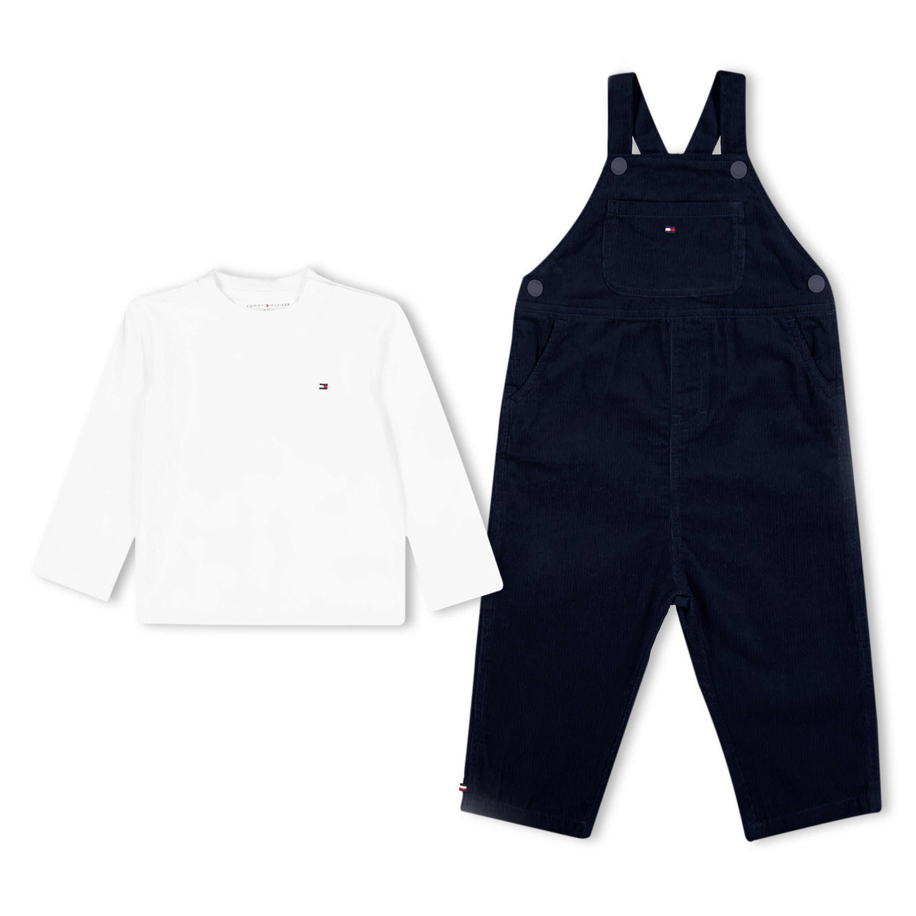 Tommy Hilfiger  Kids' Tommy Organic Cotton Dungaree And T-Shirt Clothing Set - Dark Blue C1g - 12M(80)