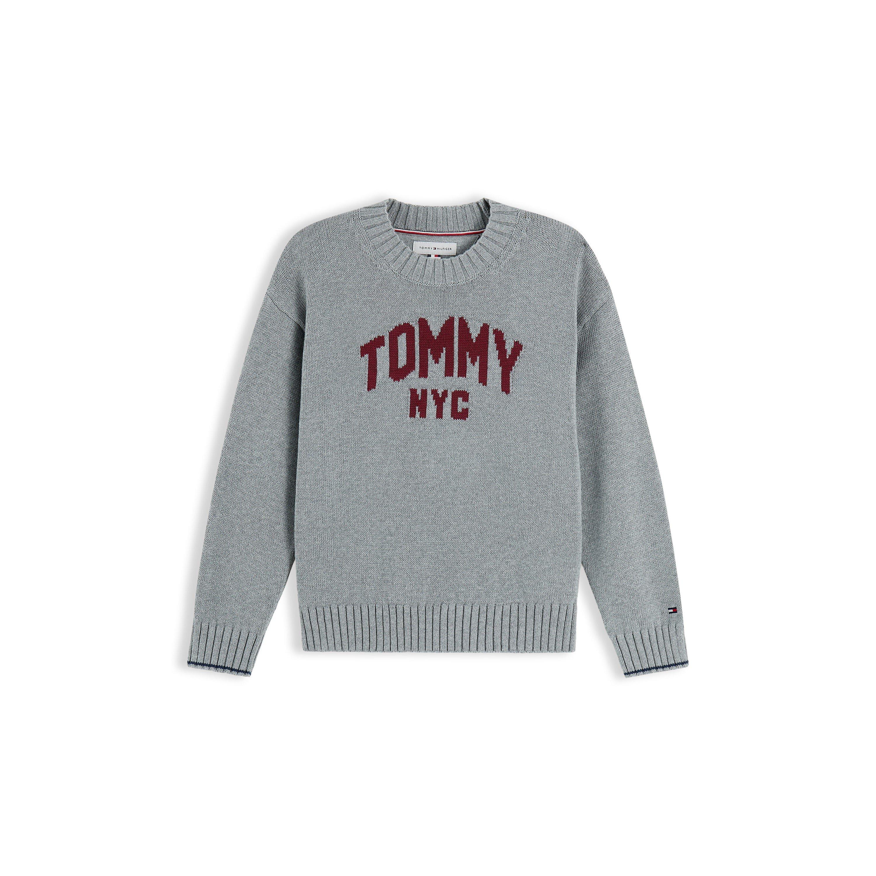 Grey Heathr P7D - Tommy Hilfiger - Kids' Varsity Knit Crew-Neck Jumper - 1