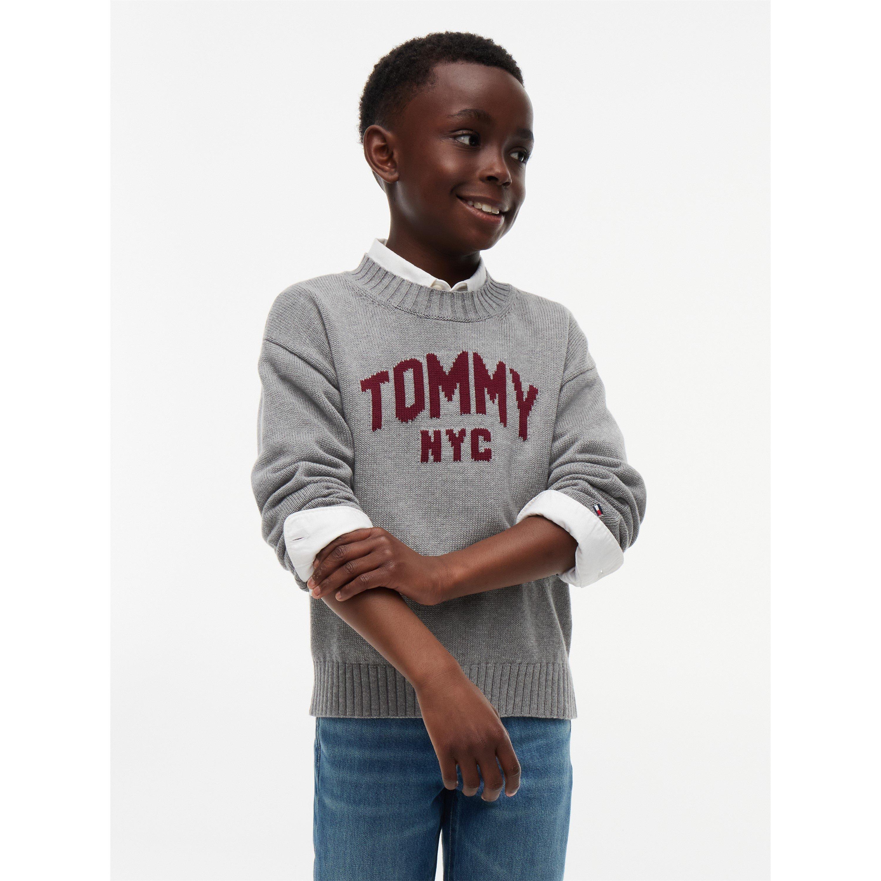 Grey Heathr P7D - Tommy Hilfiger - Kids' Varsity Knit Crew-Neck Jumper - 2