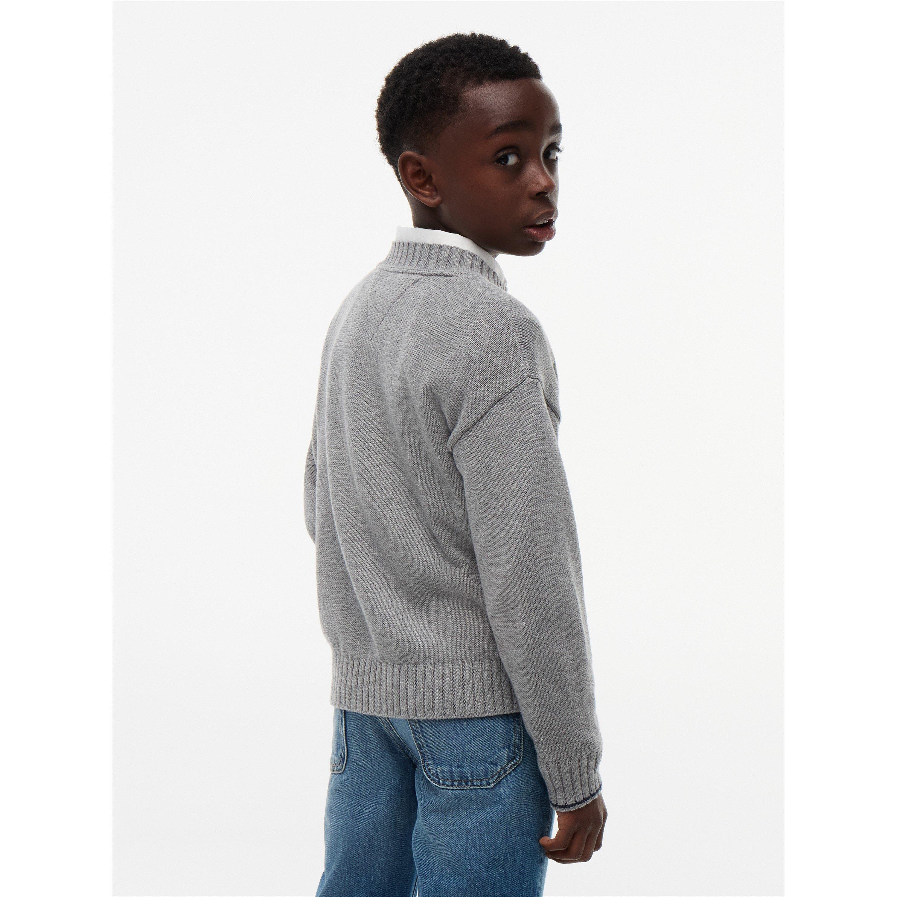 Grey Heathr P7D - Tommy Hilfiger - Kids' Varsity Knit Crew-Neck Jumper - 5