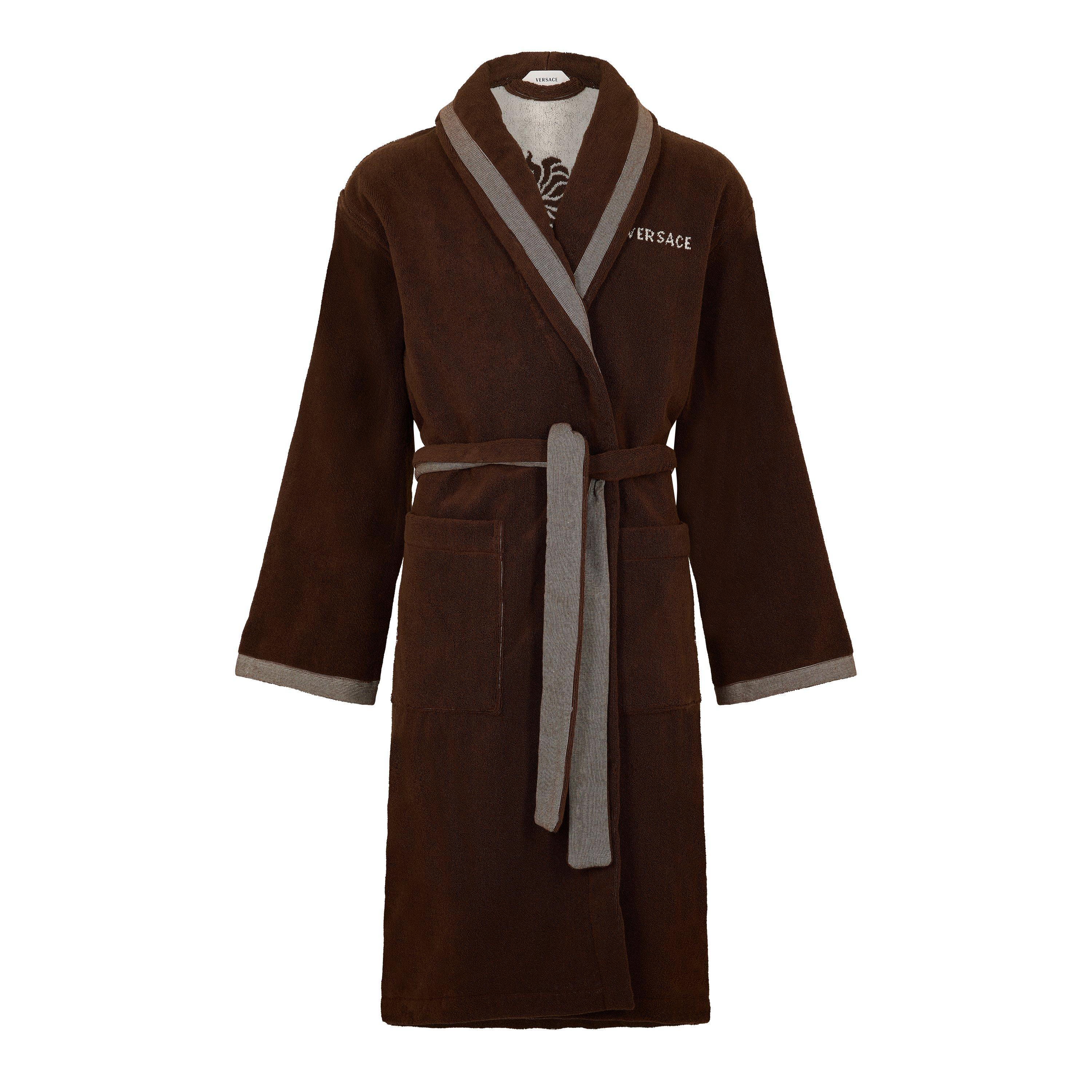 Versace Home  Cotton-Terry Jacquard Bathrobe - Brown - Large