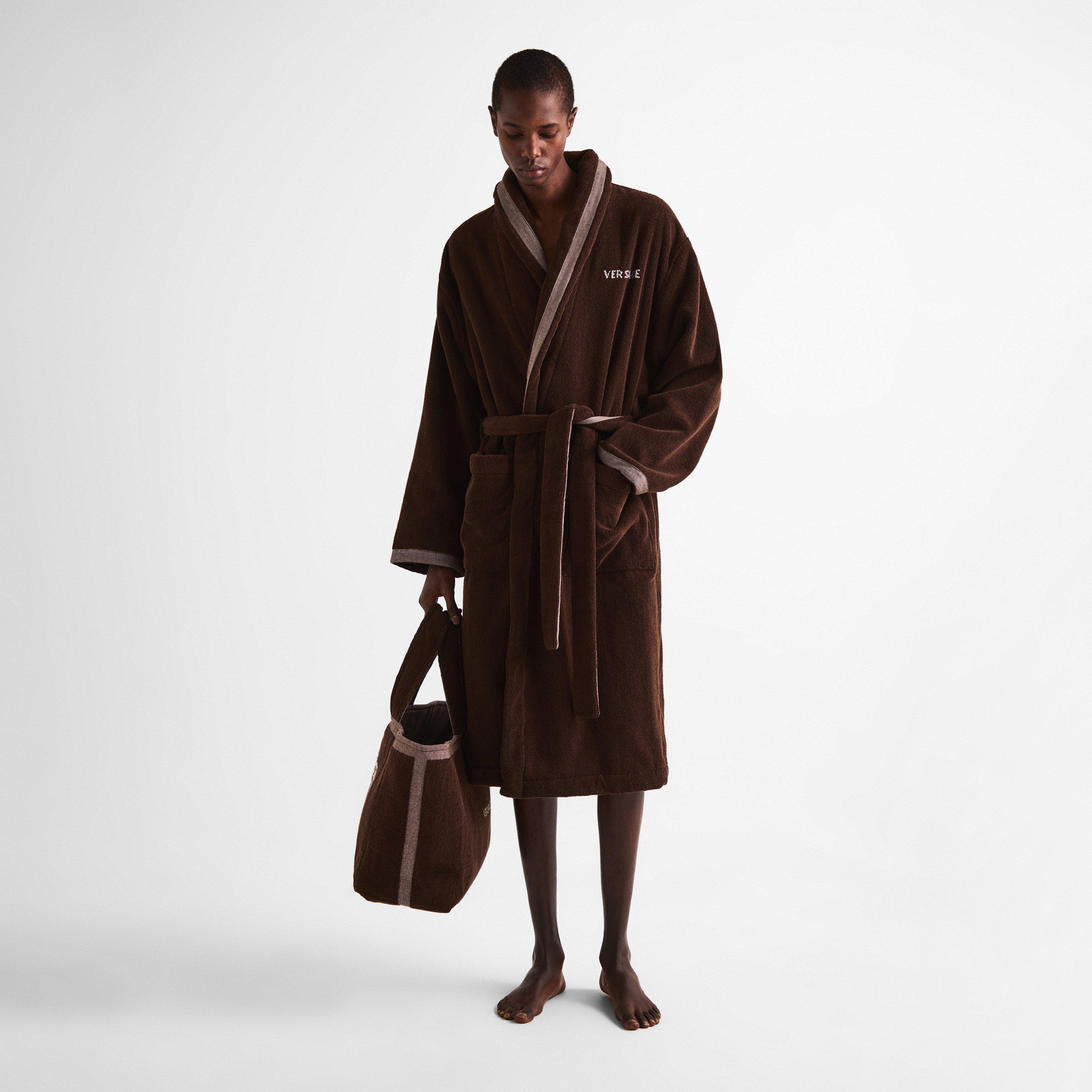 Brown - Versace Home - Cotton-Terry Jacquard Bathrobe - 6