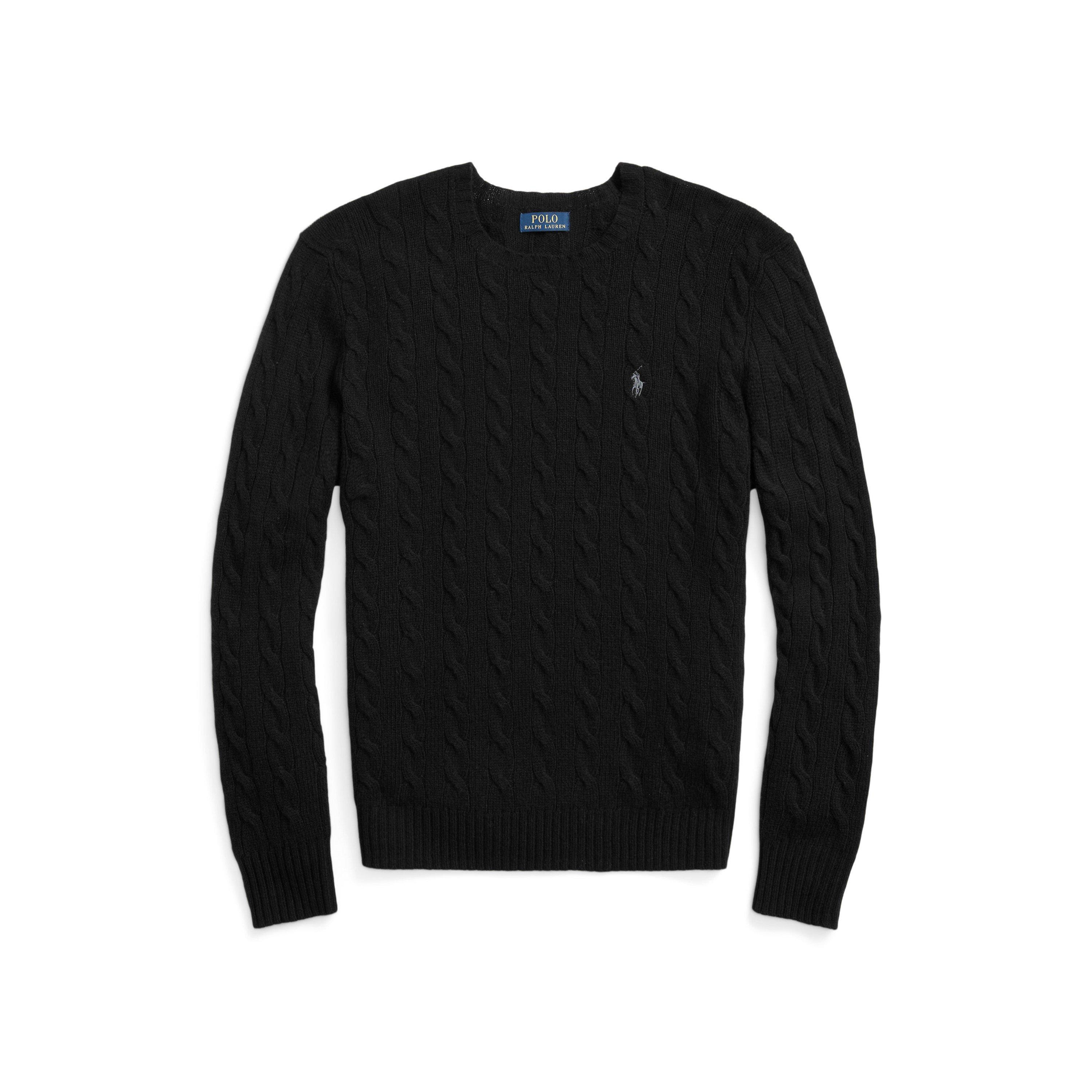 Men's Cable-Knit Wool Regular-Fit Crew-Neck Jumper