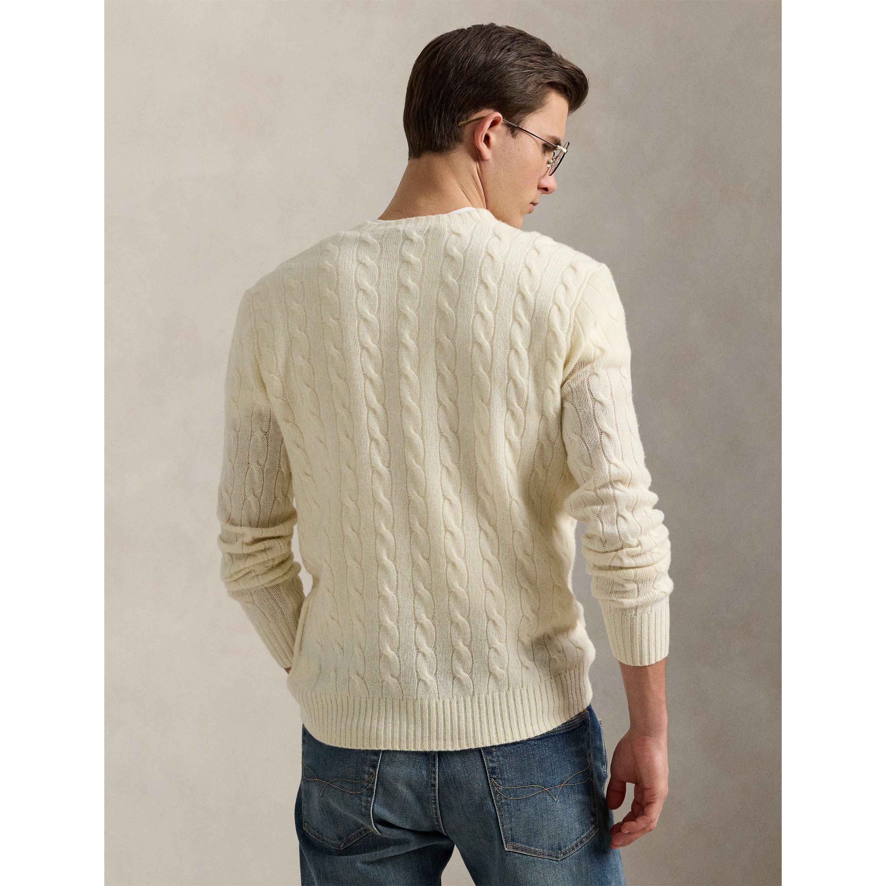 Andover Cream - Polo Ralph Lauren - Men's Cable-Knit Wool Regular-Fit Crew-Neck Jumper - 3