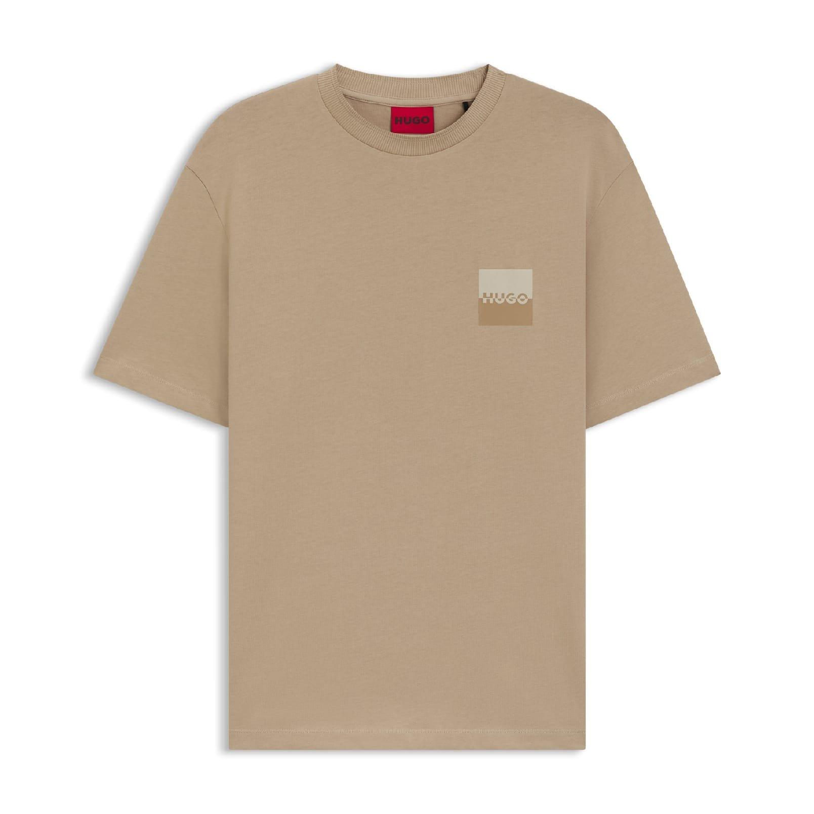 Beige - Hugo - Dusplito Split Logo T-Shirt - 1