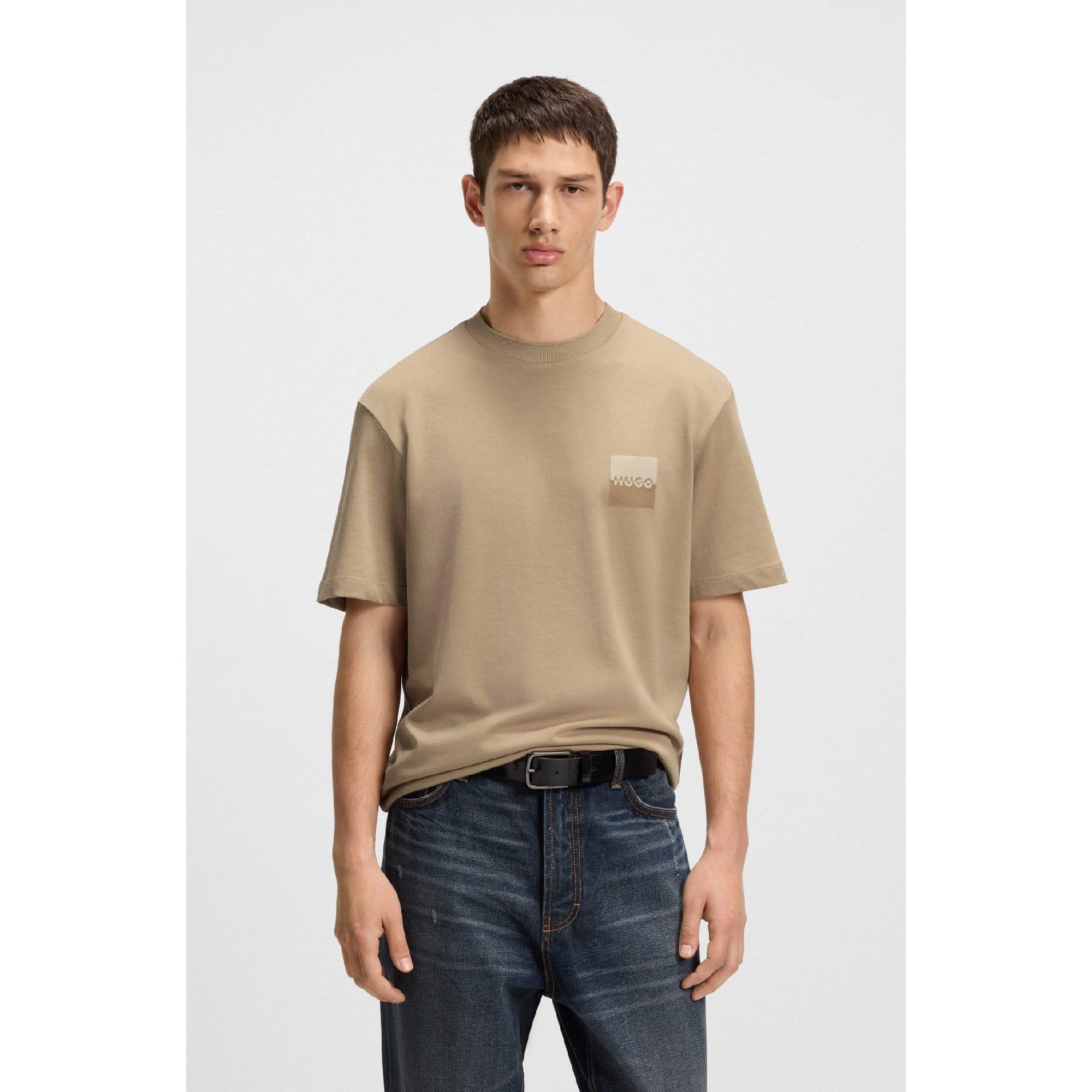 Beige - Hugo - Dusplito Split Logo T-Shirt - 2