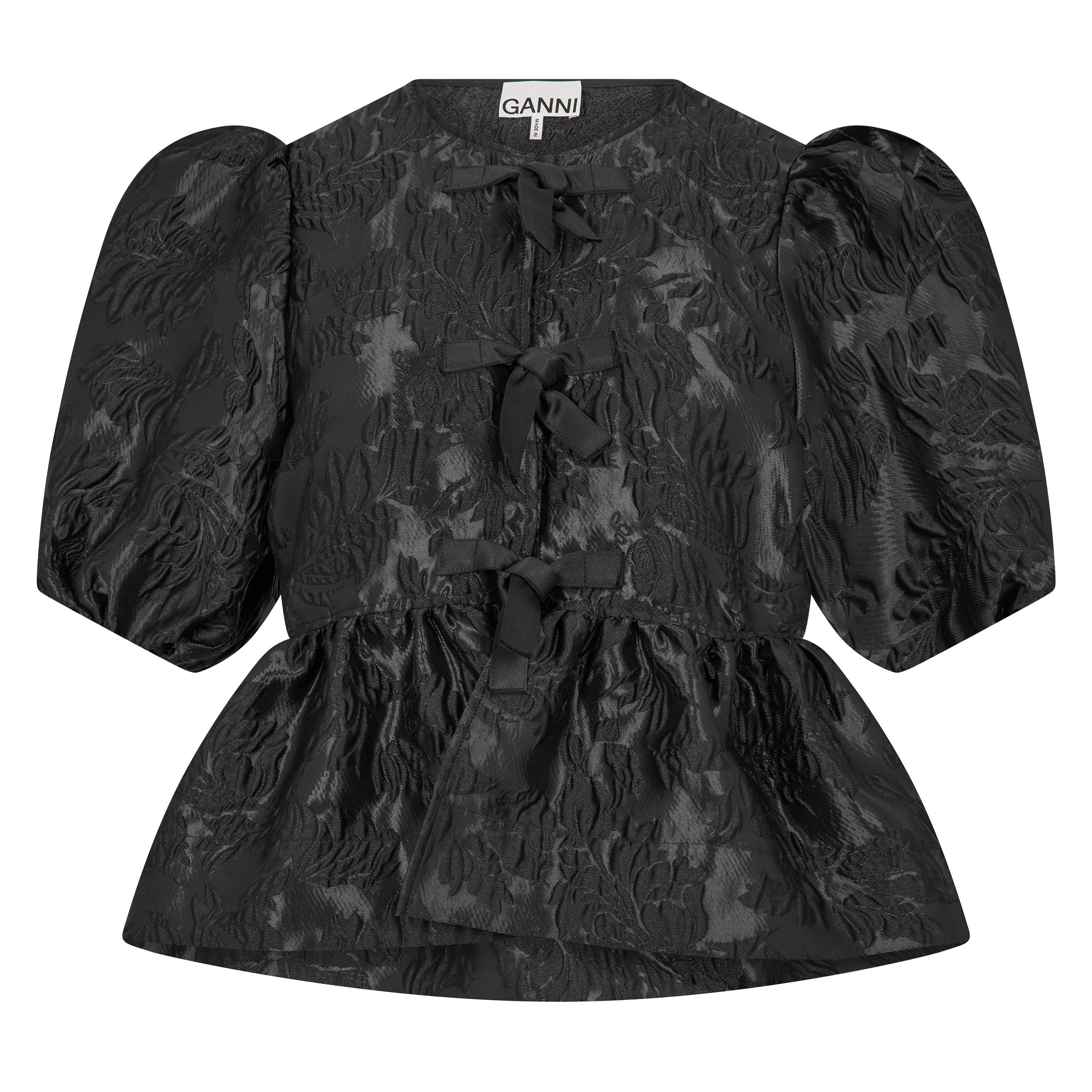 Black - Ganni - Ganni Stn Pplm Blse Ld62 - 1