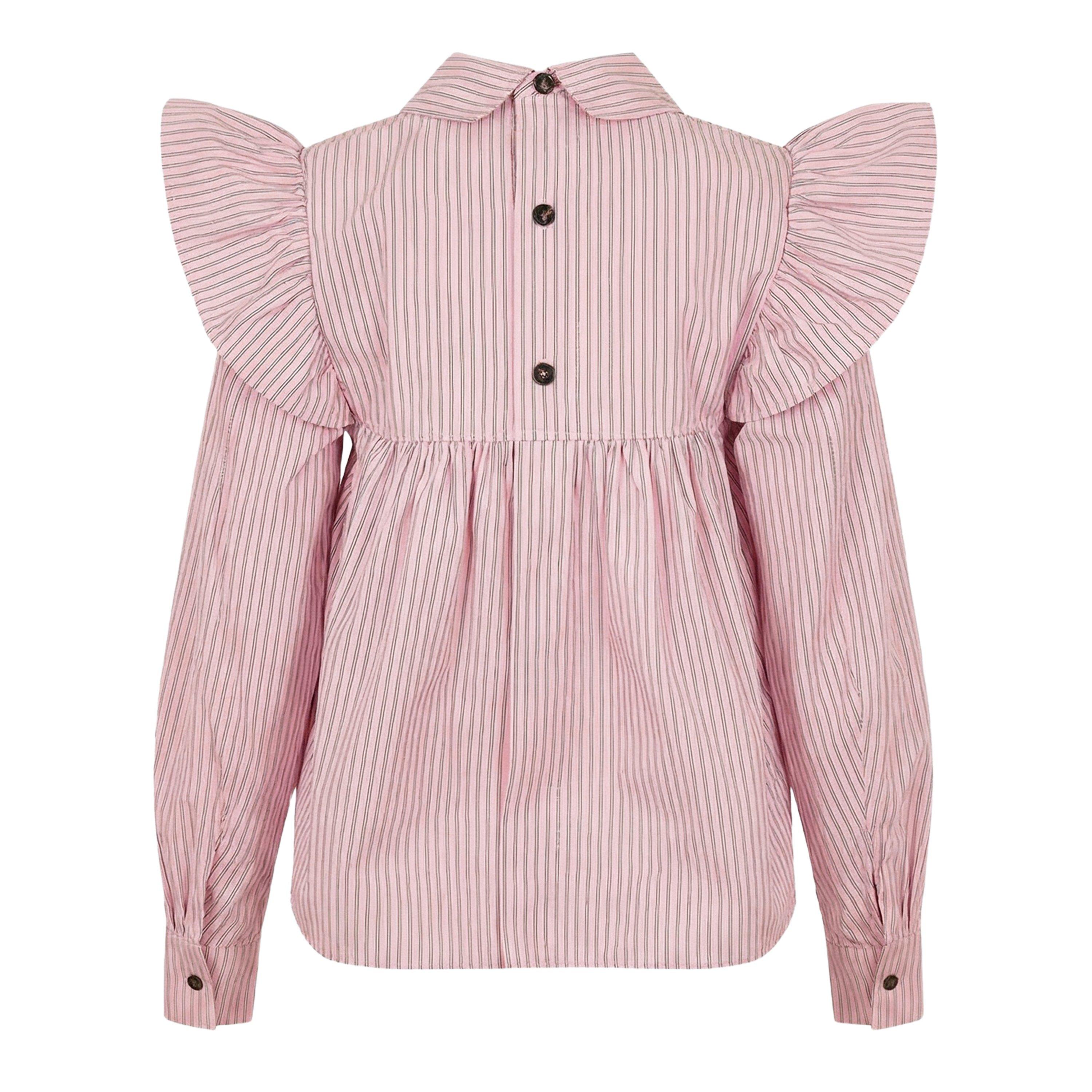 Chalk Pink - Ganni - Ganni Oxfrd Frll Bls Ld62 - 2