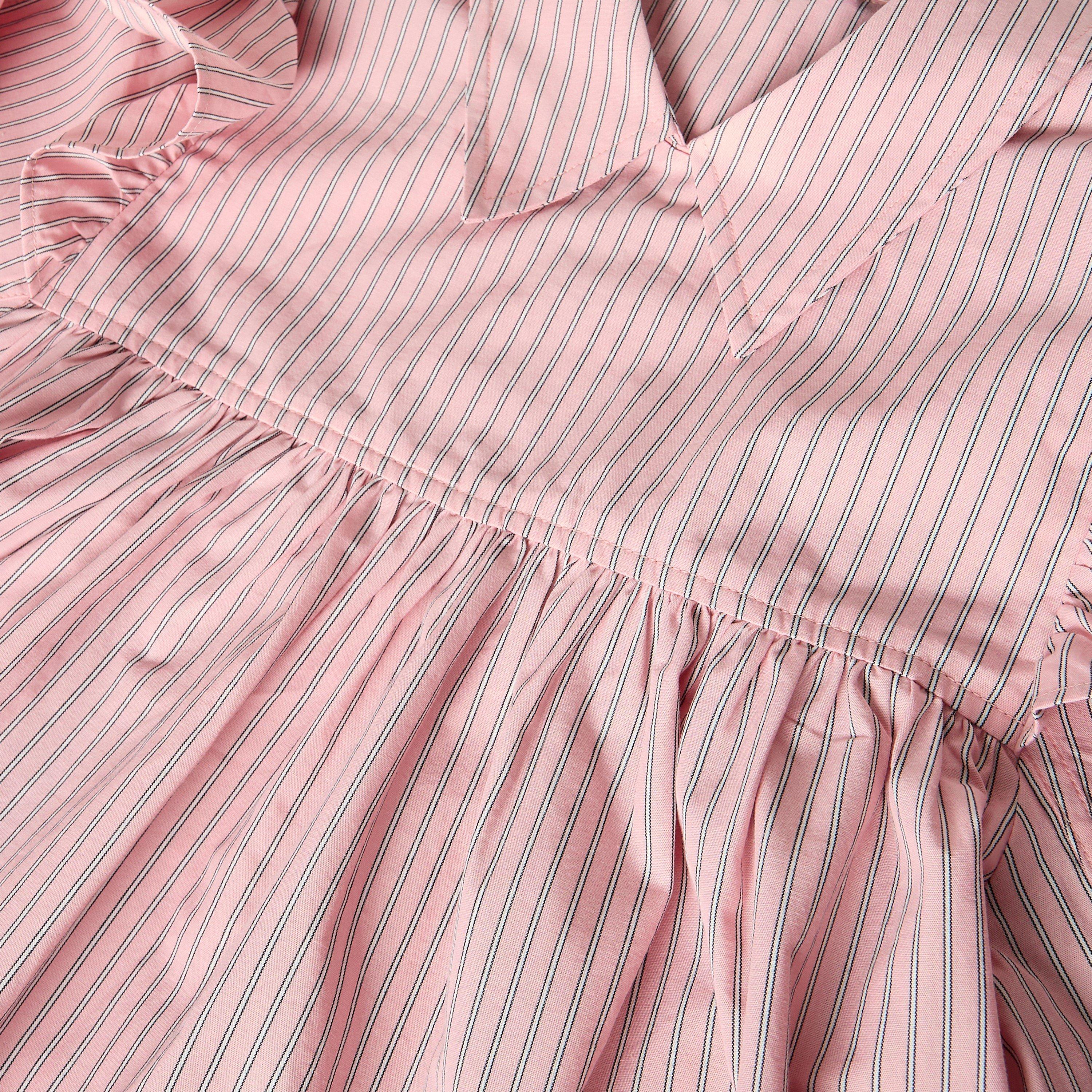 Chalk Pink - Ganni - Ganni Oxfrd Frll Bls Ld62 - 5