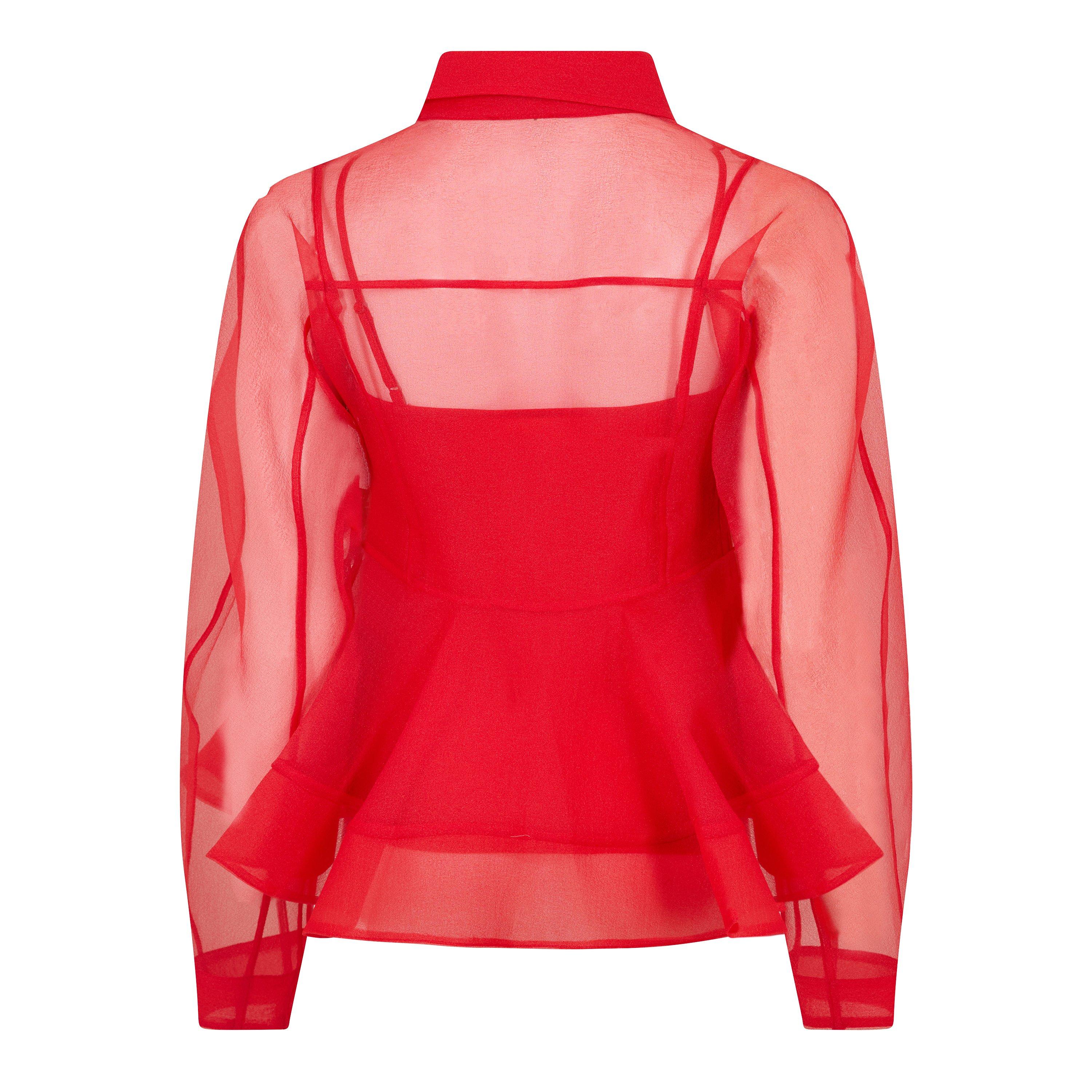 Mars Red - Ganni - Ganni Orgz Pplm Blse Ld62 - 2