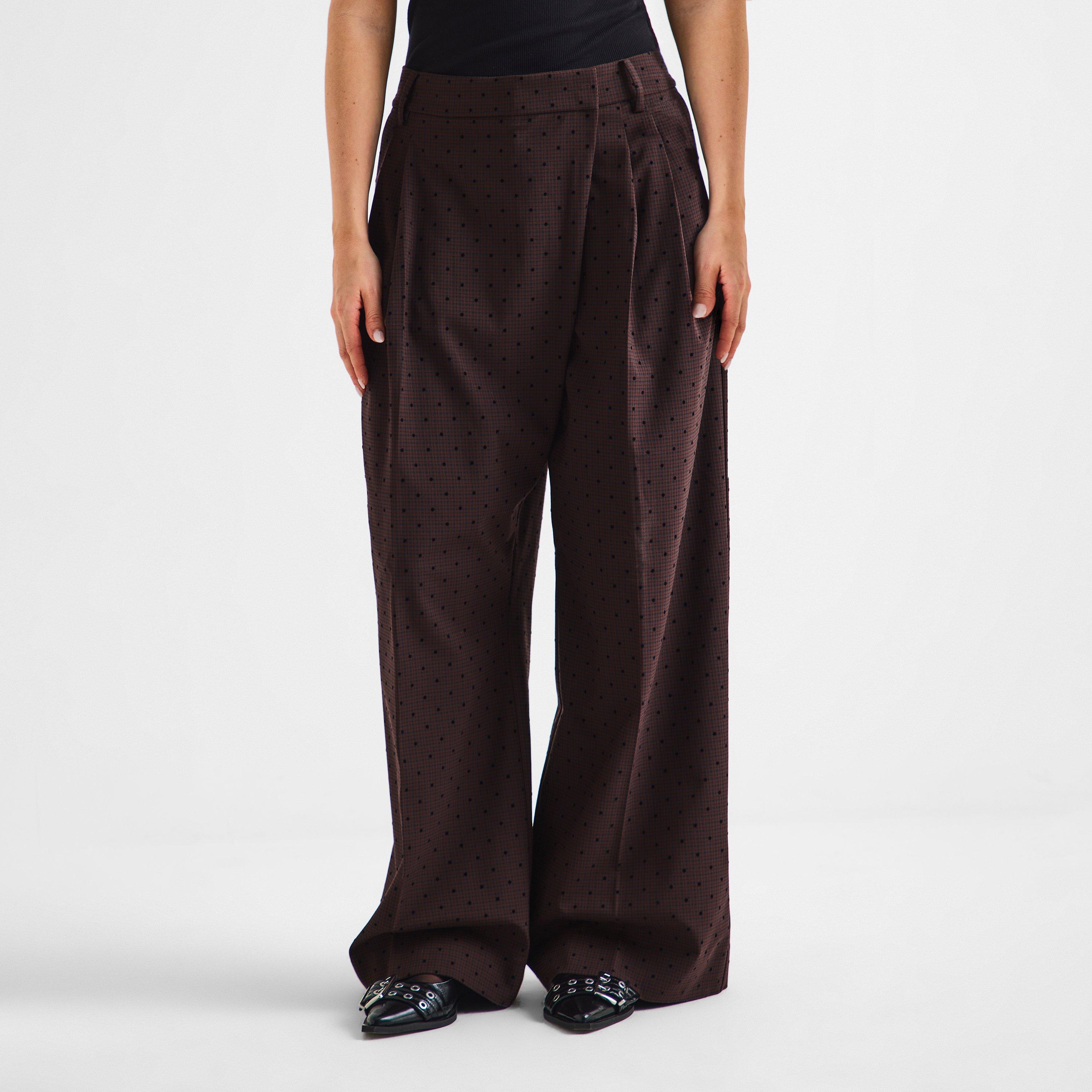 Chicory Coffee - Ganni - Women's Fleck Suiting Tailored Trousers - 3
